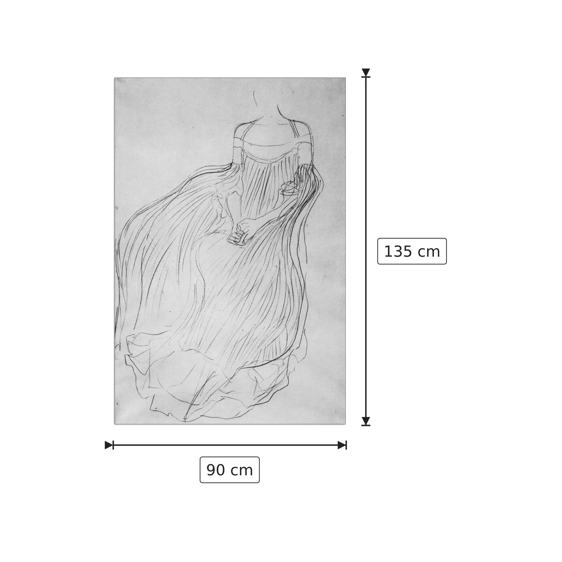 Costume study - Klimt Gustav - cm 90x135 - Pannello in MDF