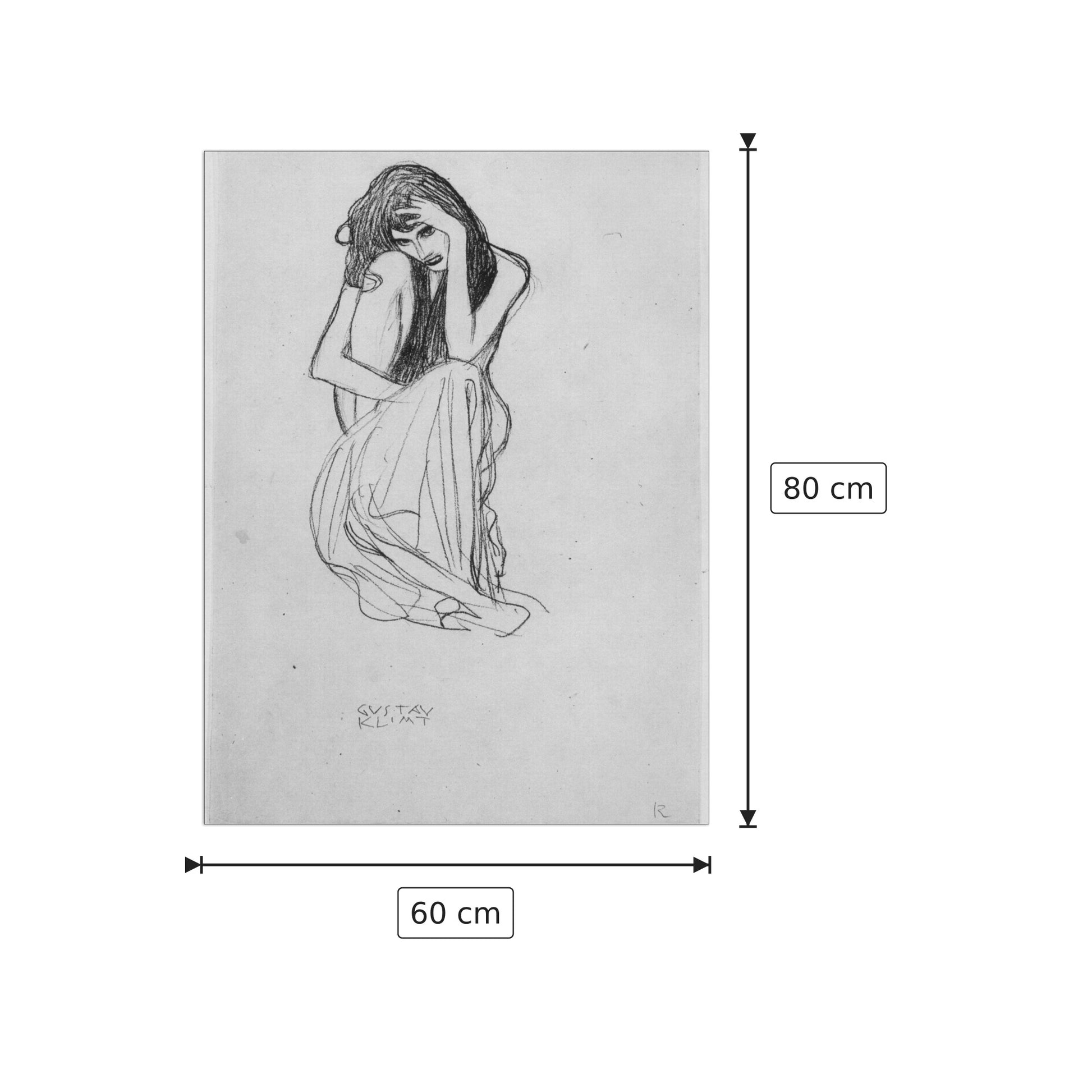Crouching from the front - Klimt Gustav - cm 60x80 - Pannello in MDF