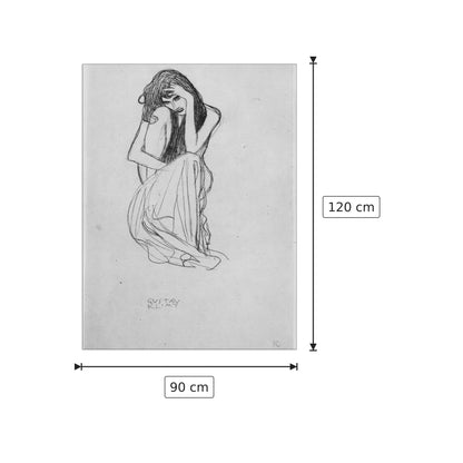 Crouching from the front - Klimt Gustav - cm 90x120 - Pannello in MDF