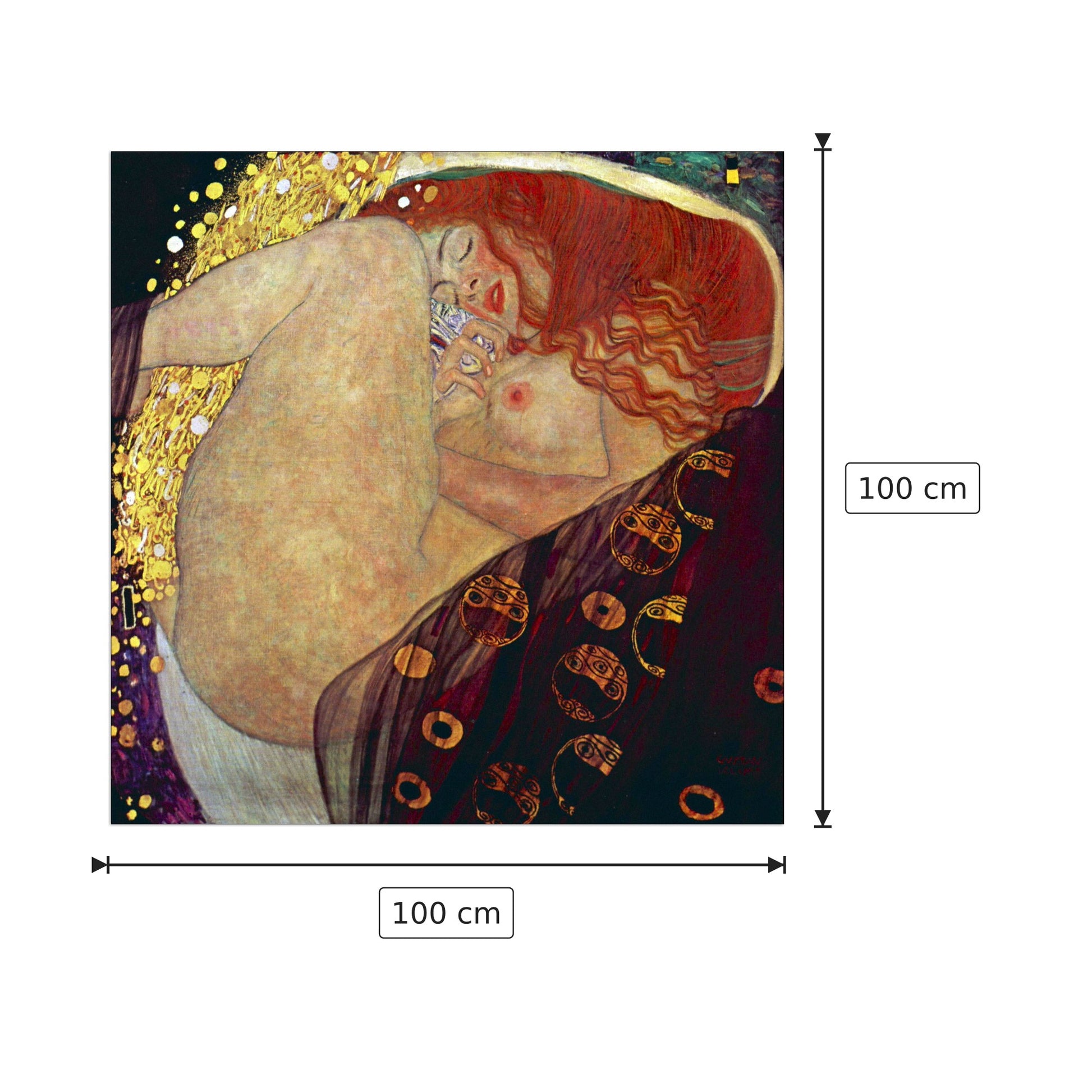 Danae - Klimt Gustav - cm 100x100 - Pannello in MDF