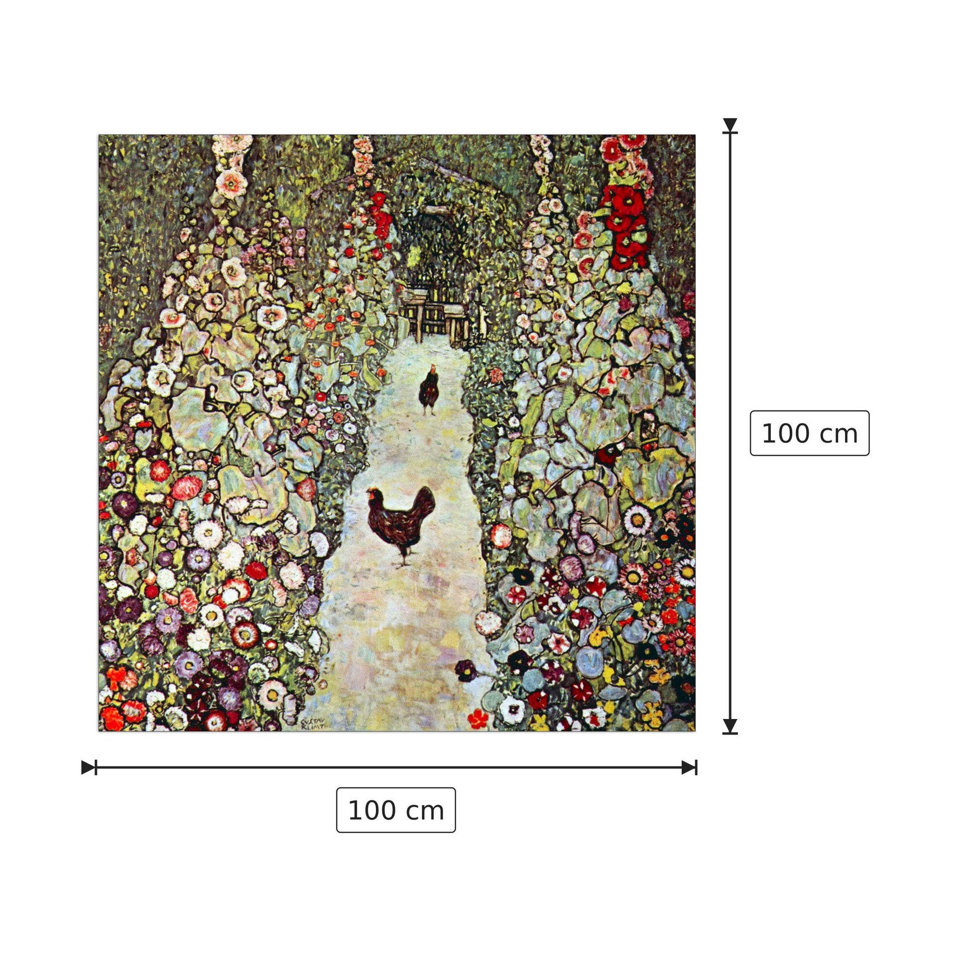 Garden Path with Chickens - Klimt Gustav - cm 100x100 - Pannello in MDF