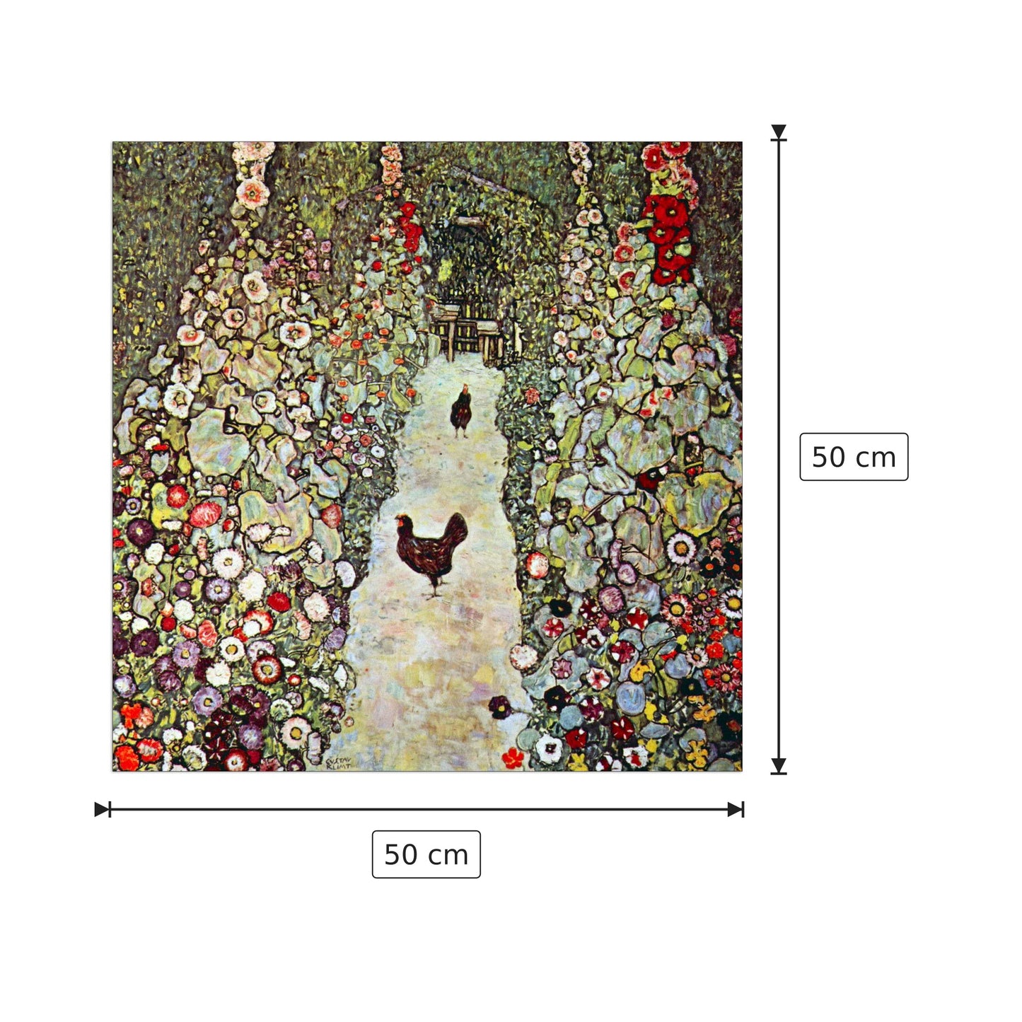 Garden Path with Chickens - Klimt Gustav - cm 50x50 - Pannello in MDF
