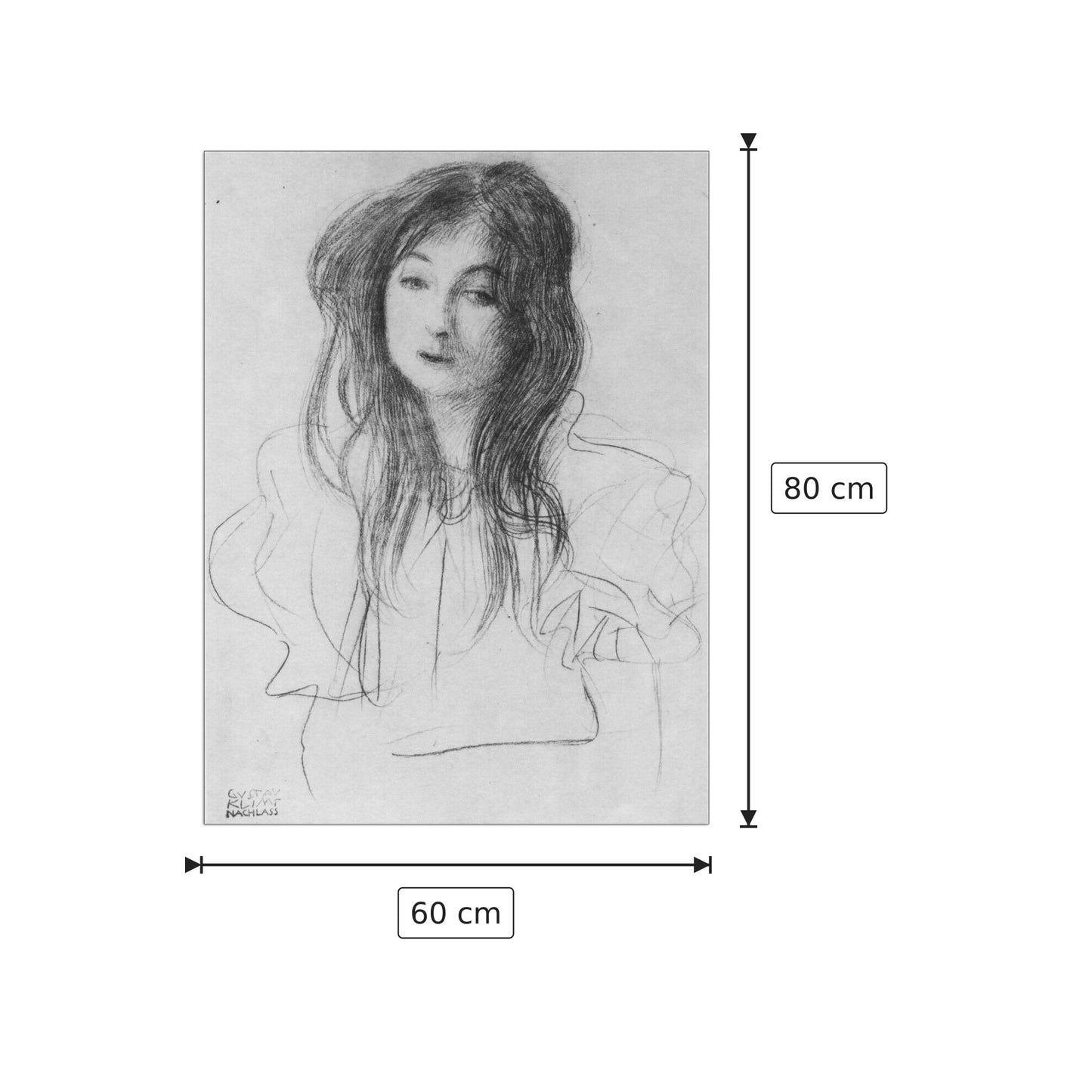 Girl with long hair - Klimt Gustav - cm 60x80 - Pannello in MDF