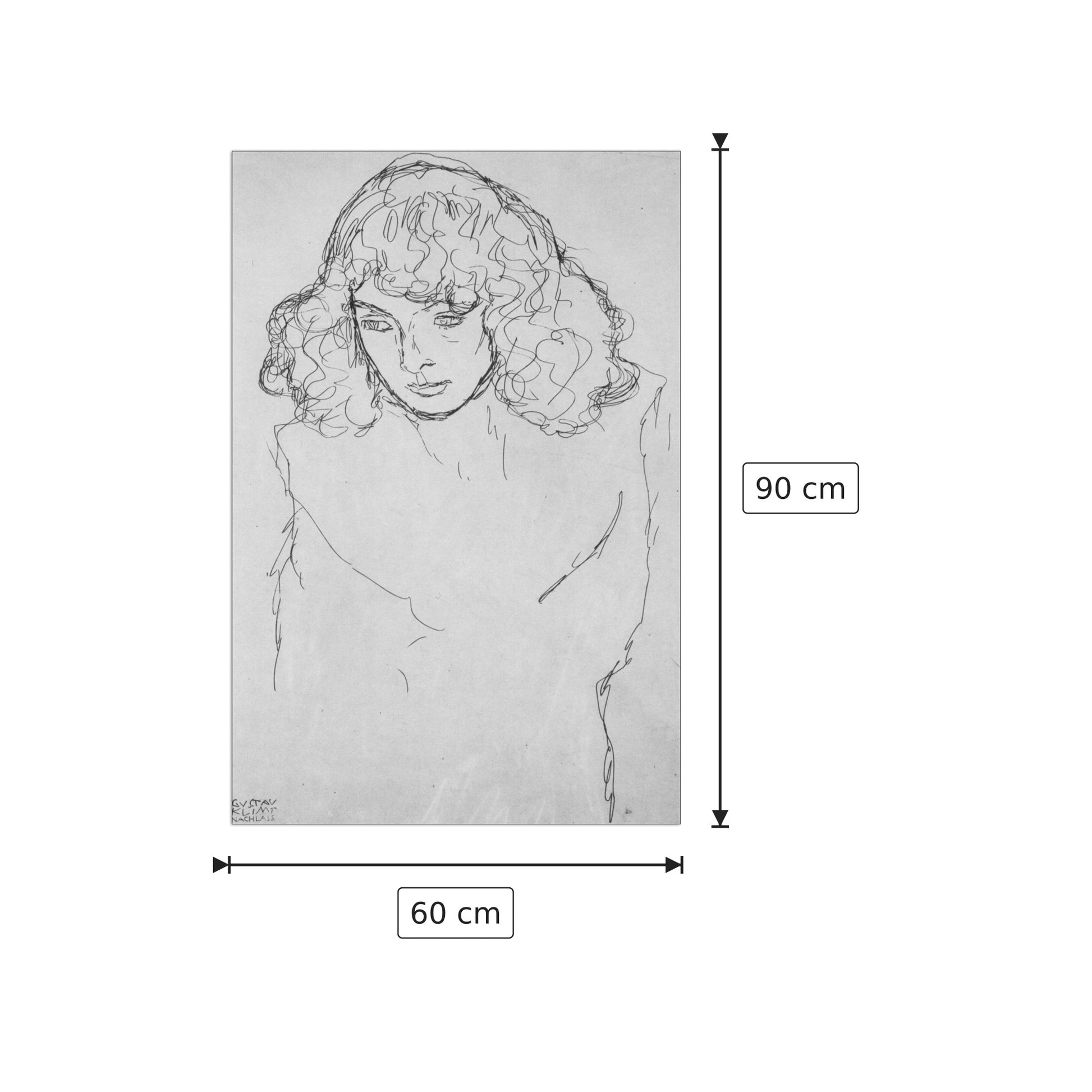 Girls head - Klimt Gustav - cm 60x90 - Pannello in MDF