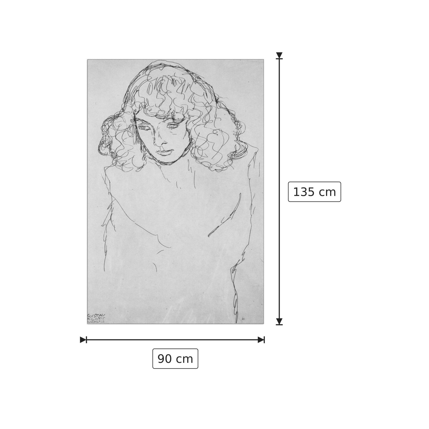Girls head - Klimt Gustav - cm 90x135 - Pannello in MDF