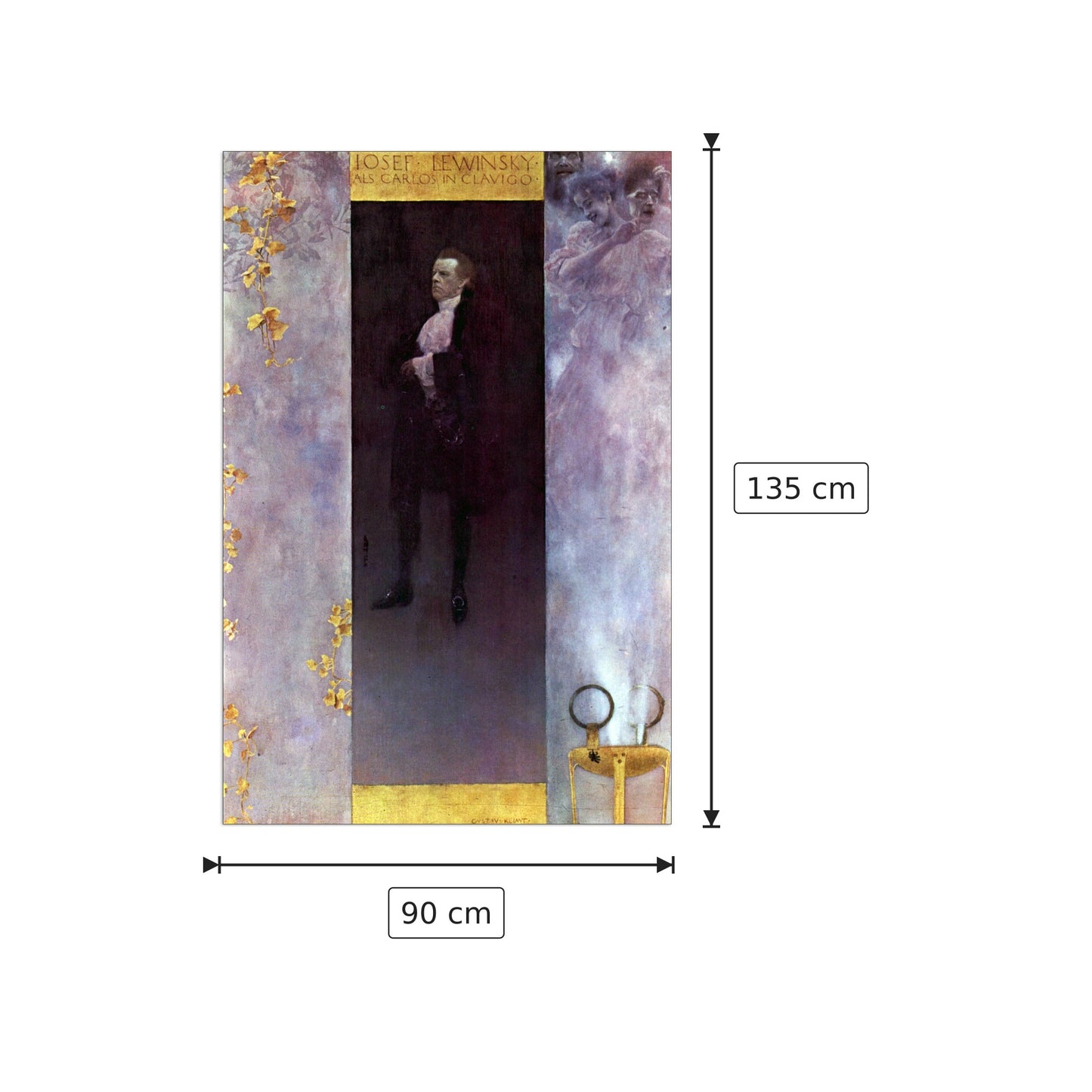 Hofburg actor Josef Lewinsky as Carlos - Klimt Gustav - cm 90x135 - Pannello in MDF