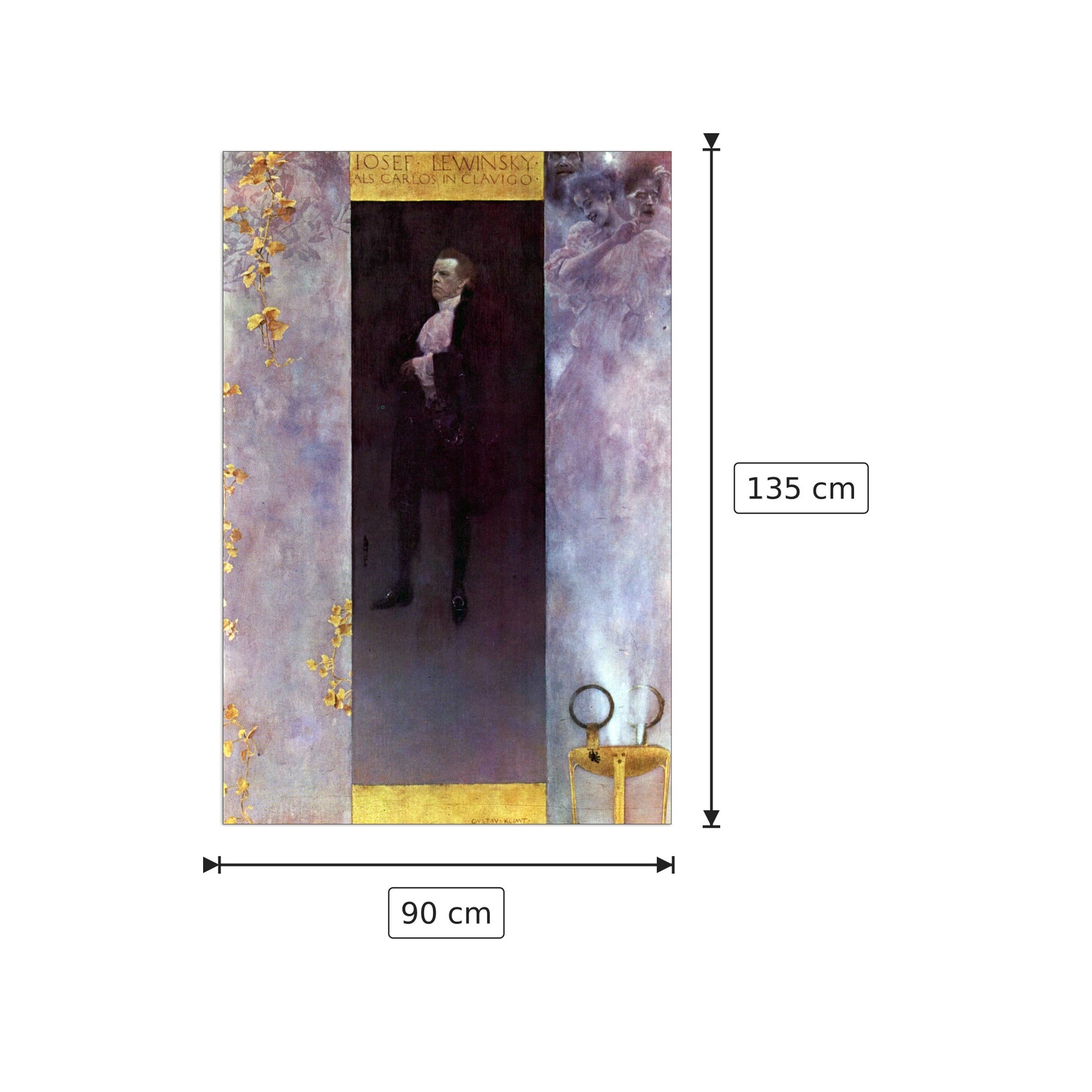 Hofburg actor Josef Lewinsky as Carlos - Klimt Gustav - cm 90x135 - Pannello in MDF