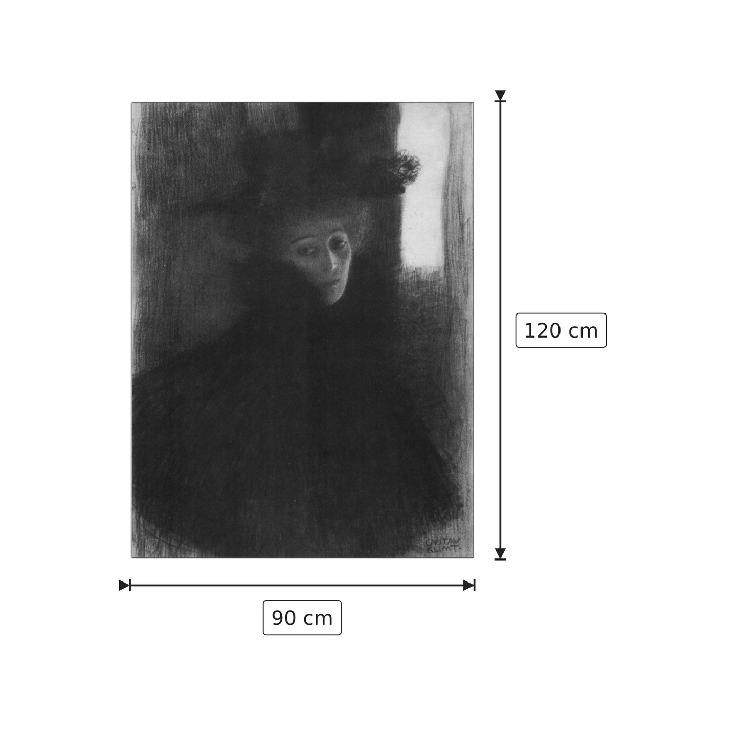 Lady in hat and cape - Klimt Gustav - cm 90x120 - Pannello in MDF