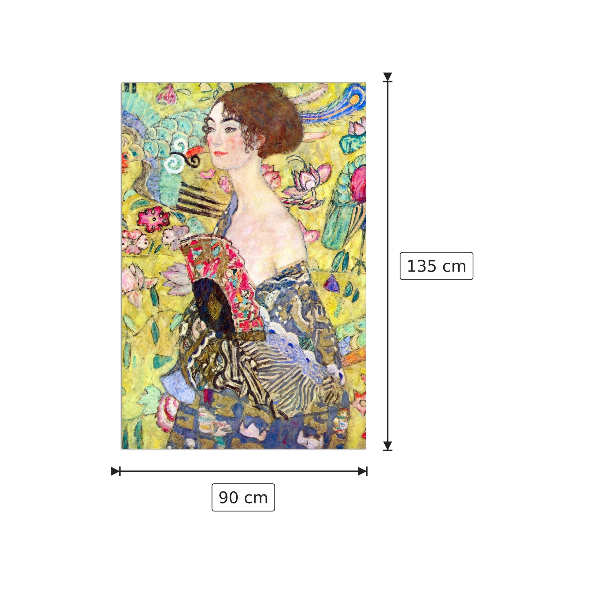 Lady with fan - Klimt Gustav - cm 90x135 - Pannello in MDF