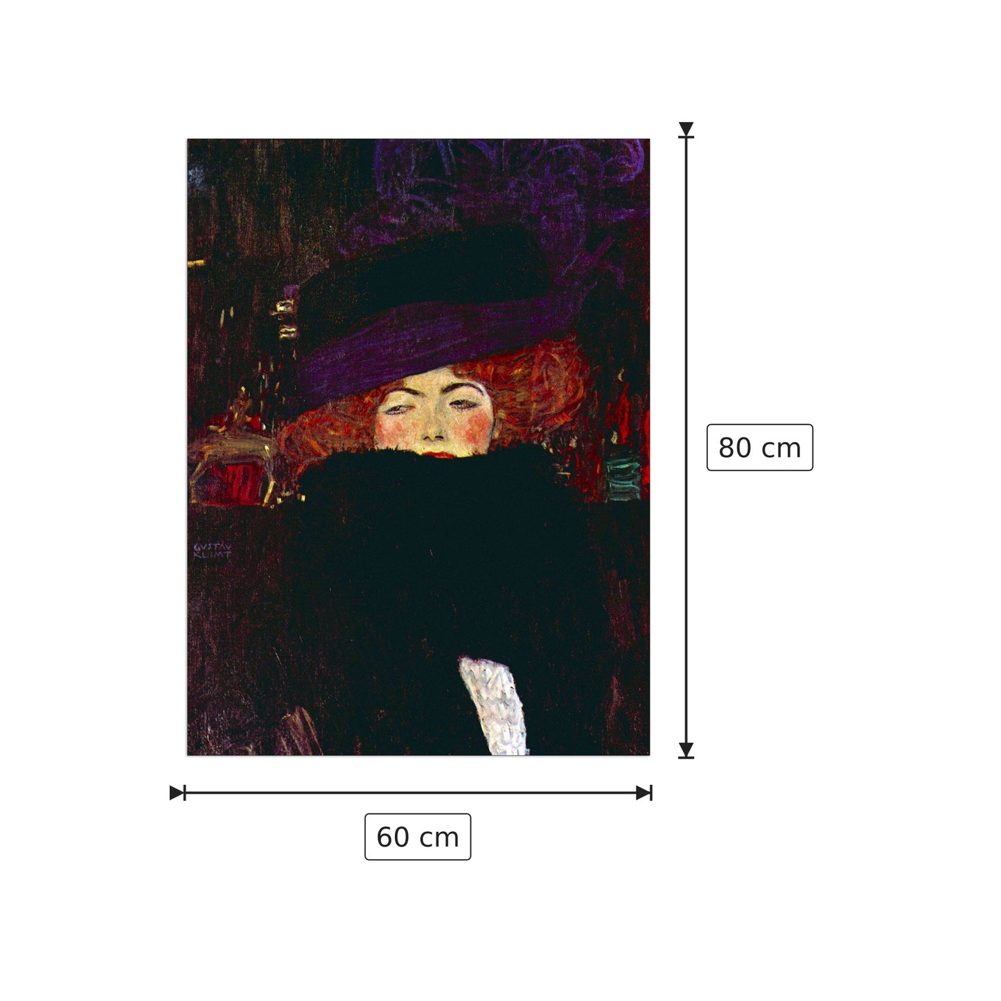 Lady with hat and feather - Klimt Gustav - cm 60x80 - Pannello in MDF