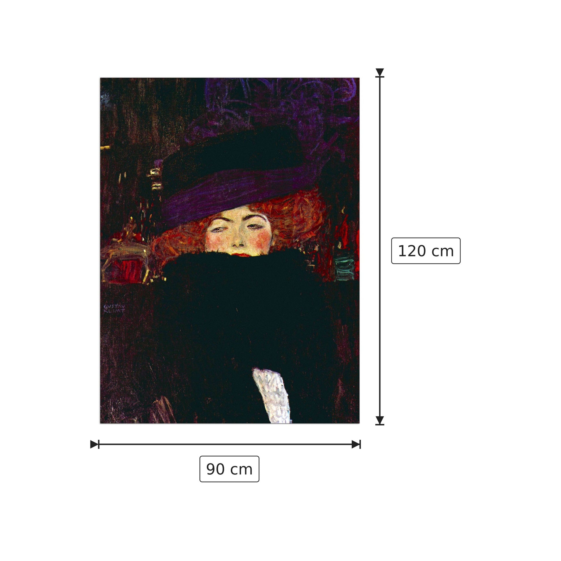 Lady with hat and feather - Klimt Gustav - cm 90x120 - Pannello in MDF