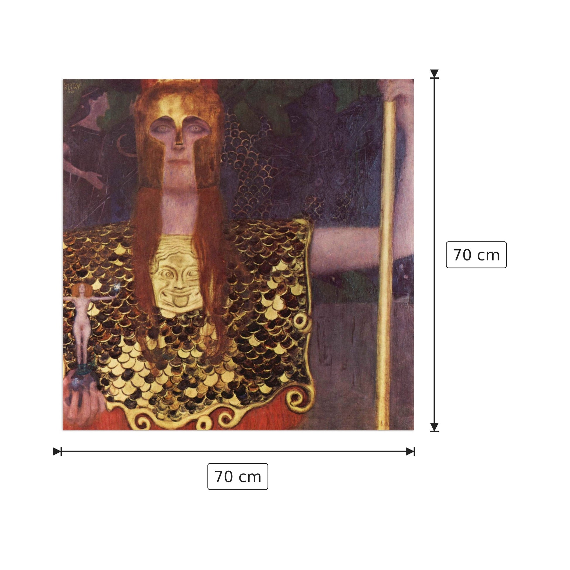Pallas Athena - Klimt Gustav - cm 70x70 - Pannello in MDF