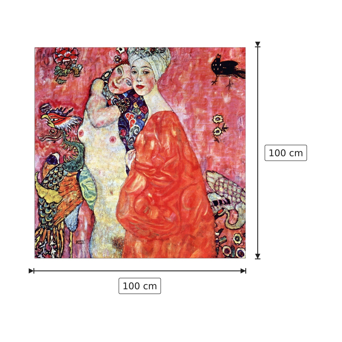 The girlfriends - Klimt Gustav - cm 100x100 - Pannello in MDF