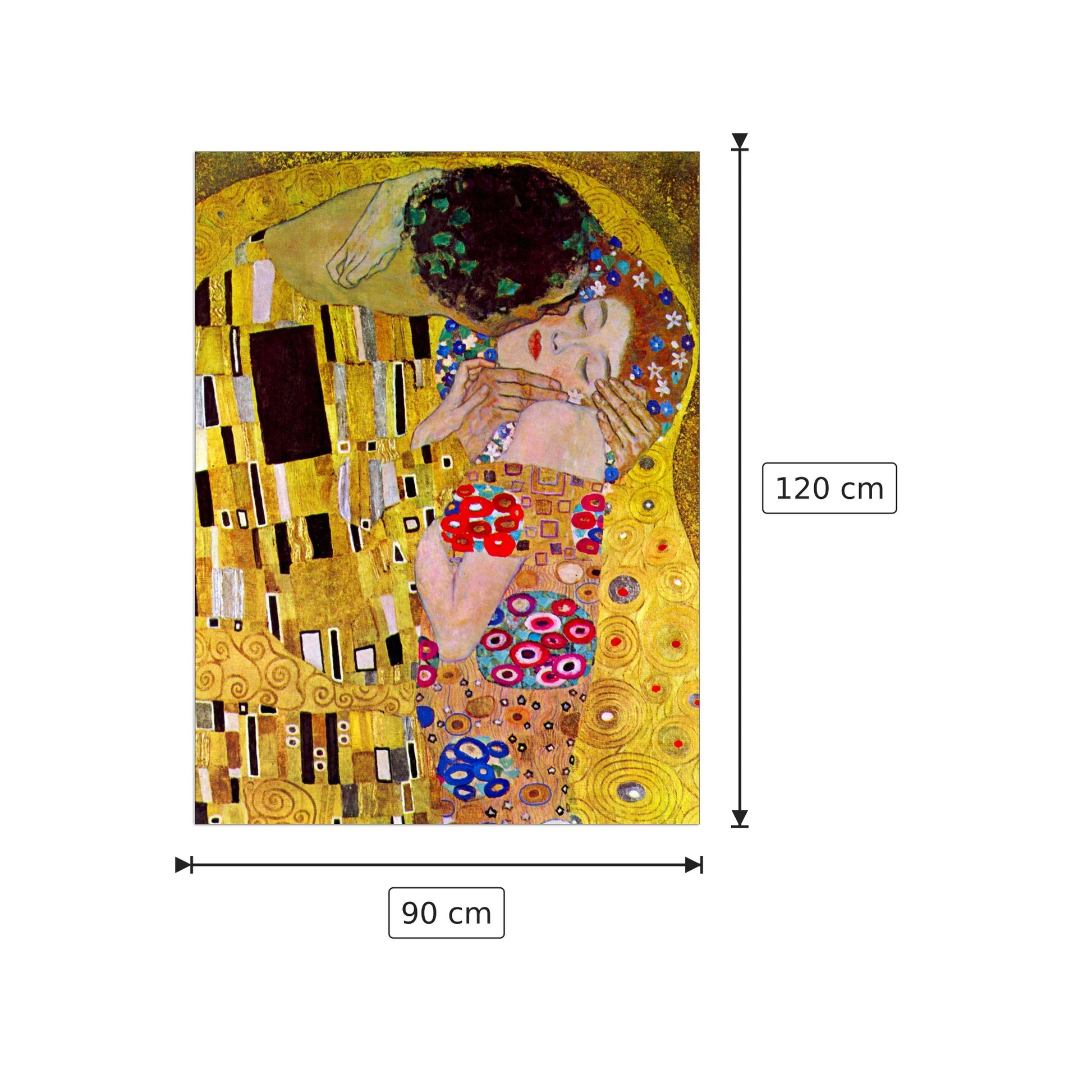 The Kiss - Klimt Gustav - cm 90x120 - Pannello in MDF