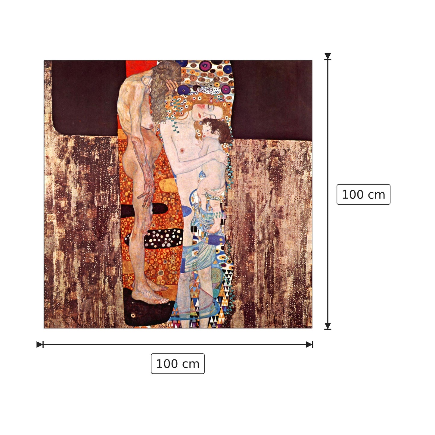 The three ages of a woman - Klimt Gustav - cm 100x100 - Pannello in MDF