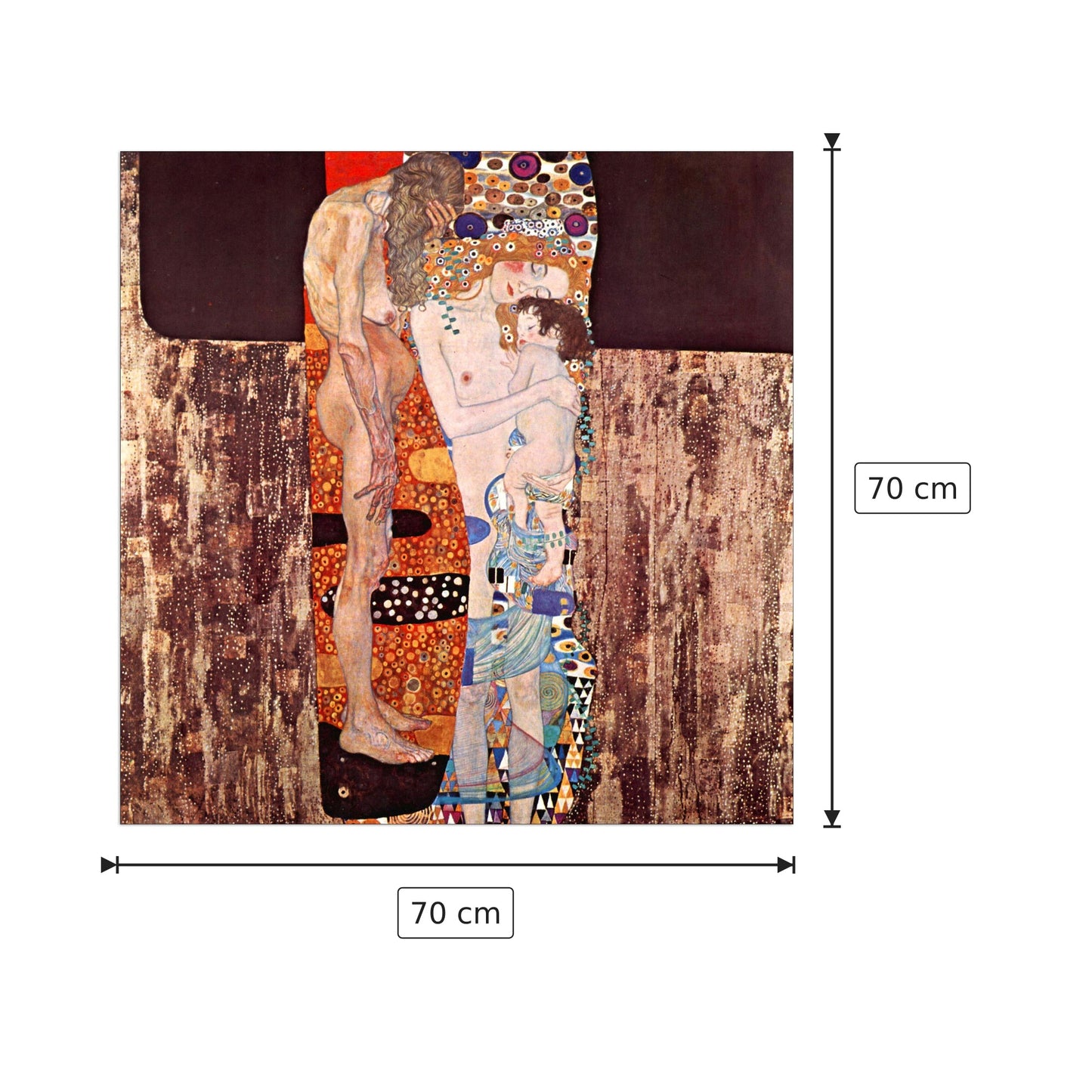 The three ages of a woman - Klimt Gustav - cm 70x70 - Pannello in MDF