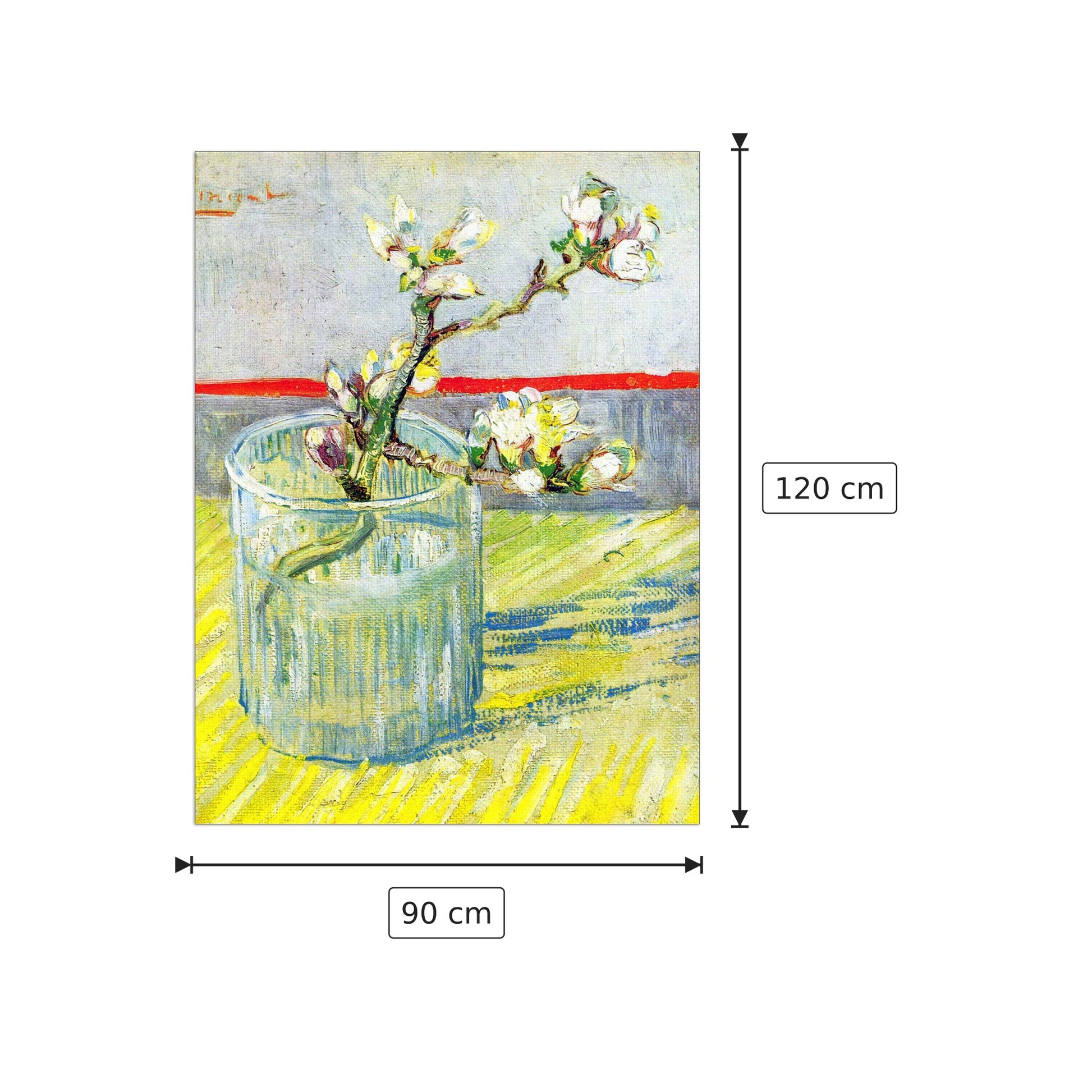 Almond Blossom branch - Van Gogh Vincent - cm 90x120 - Pannello in MDF