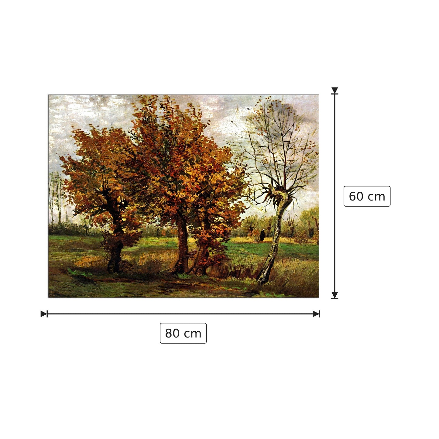 Autumn Landscape with Four Trees - Van Gogh Vincent - cm 80x60 - Pannello in MDF