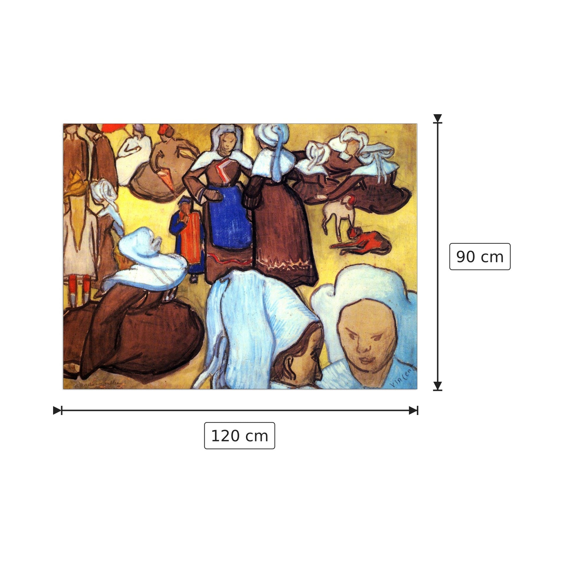 Breton Women after Emile Bernard - Van Gogh Vincent - cm 120x90 - Pannello in MDF