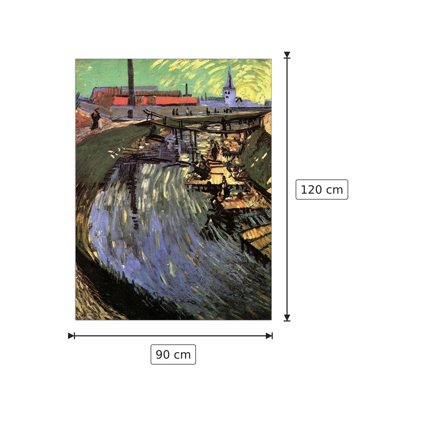 Canal with Women Washing - Van Gogh Vincent - cm 90x120 - Pannello in MDF
