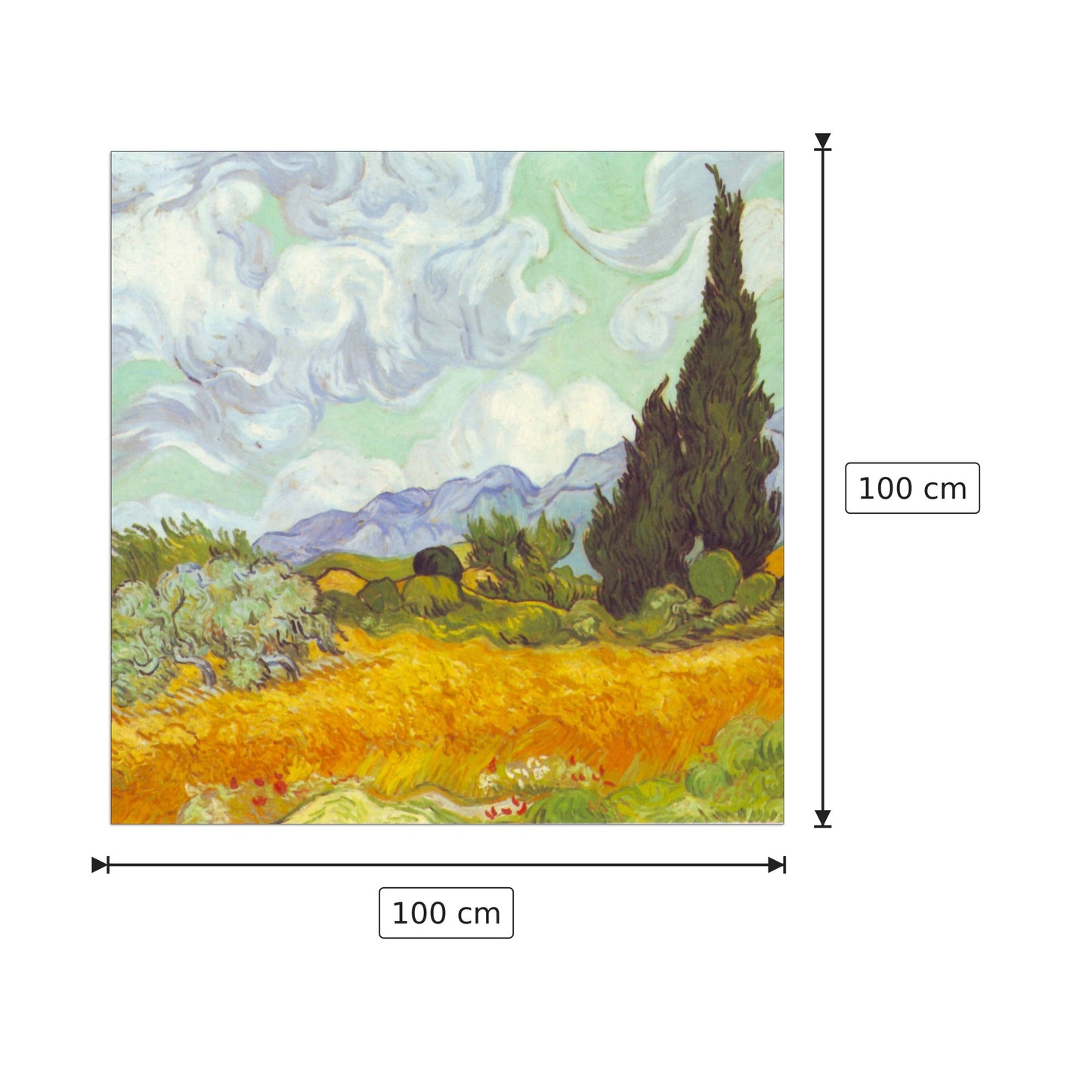 Cornfield with Cyprusses - Van Gogh Vincent - cm 100x100 - Pannello in MDF
