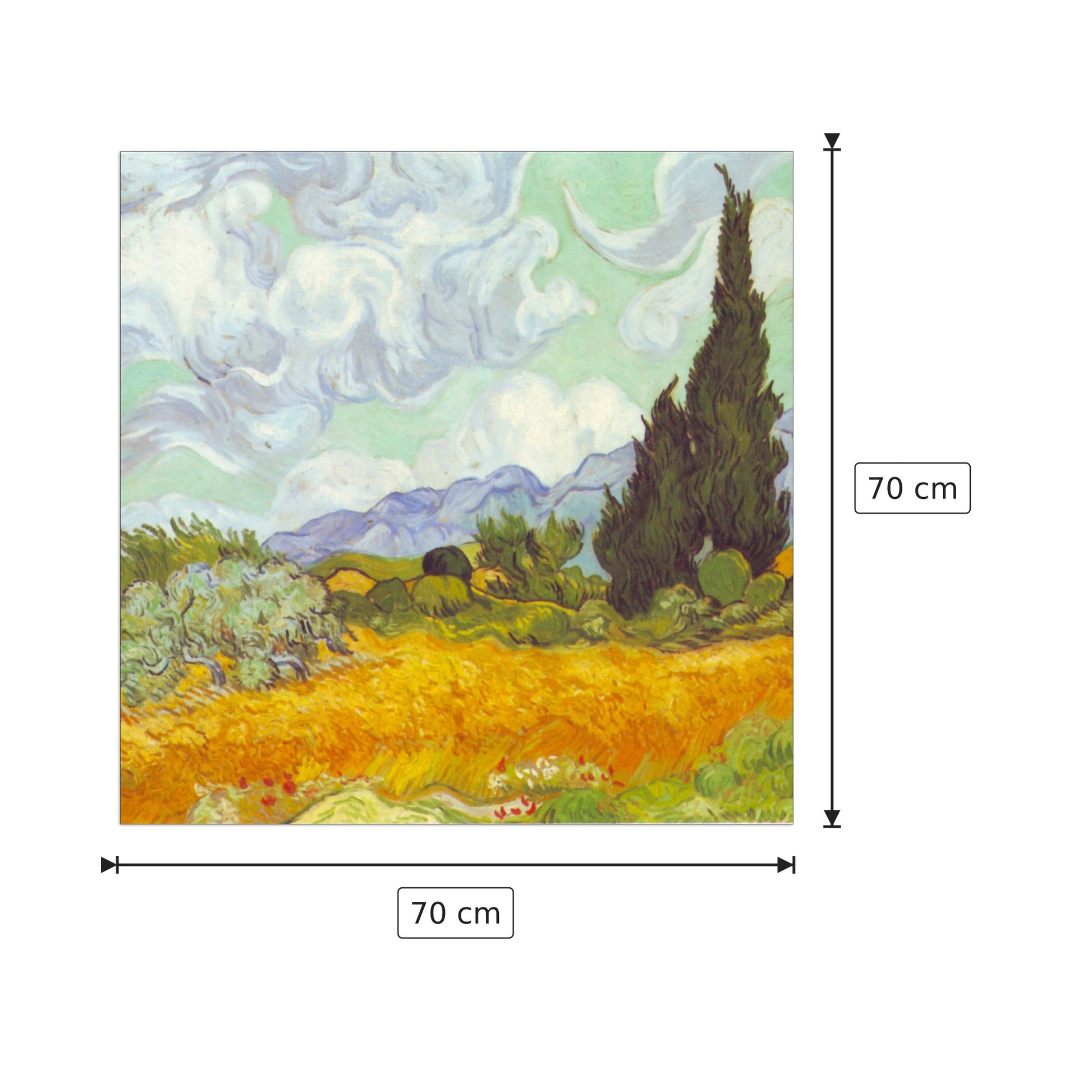 Cornfield with Cyprusses - Van Gogh Vincent - cm 70x70 - Pannello in MDF