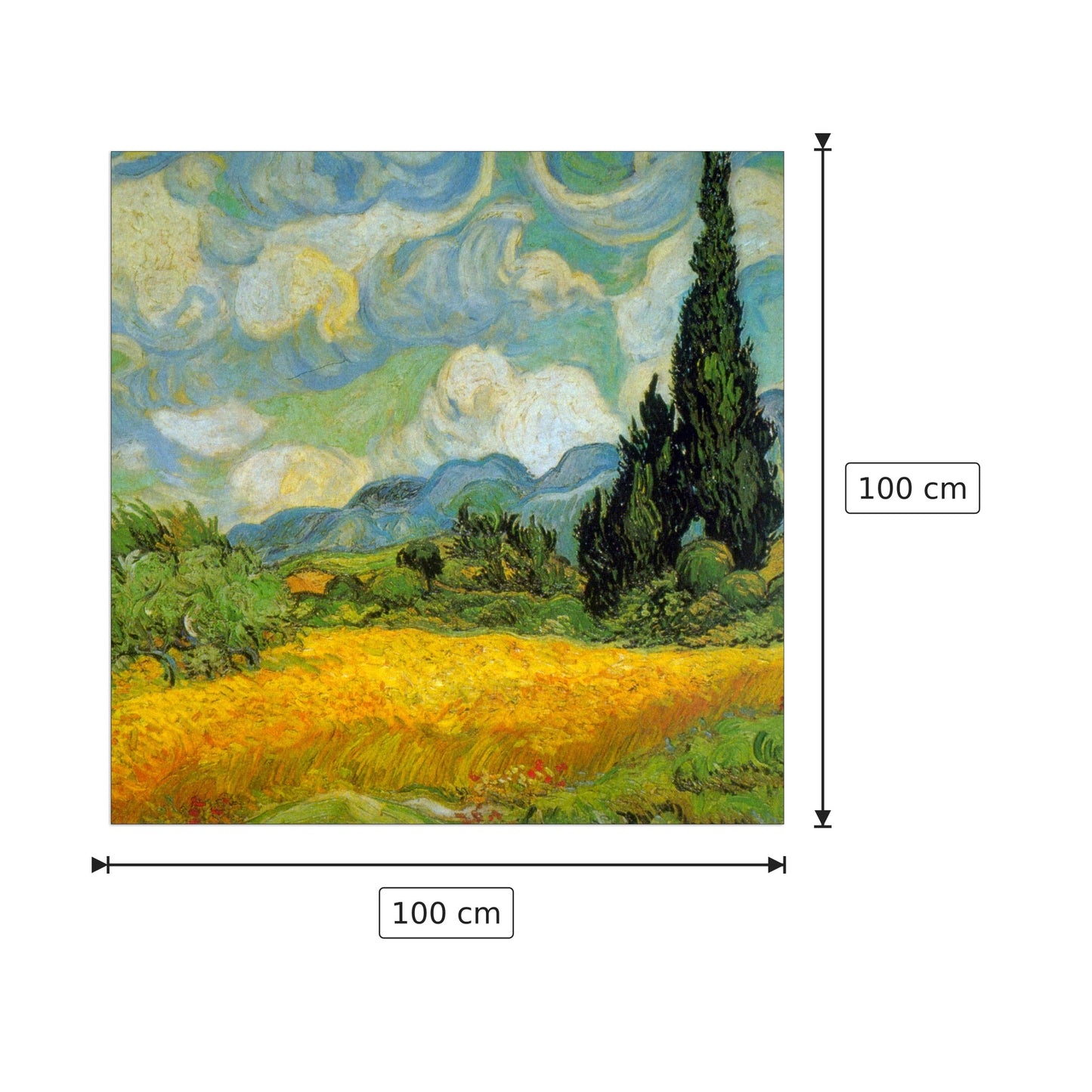 Cypresses - Van Gogh Vincent - cm 100x100 - Pannello in MDF