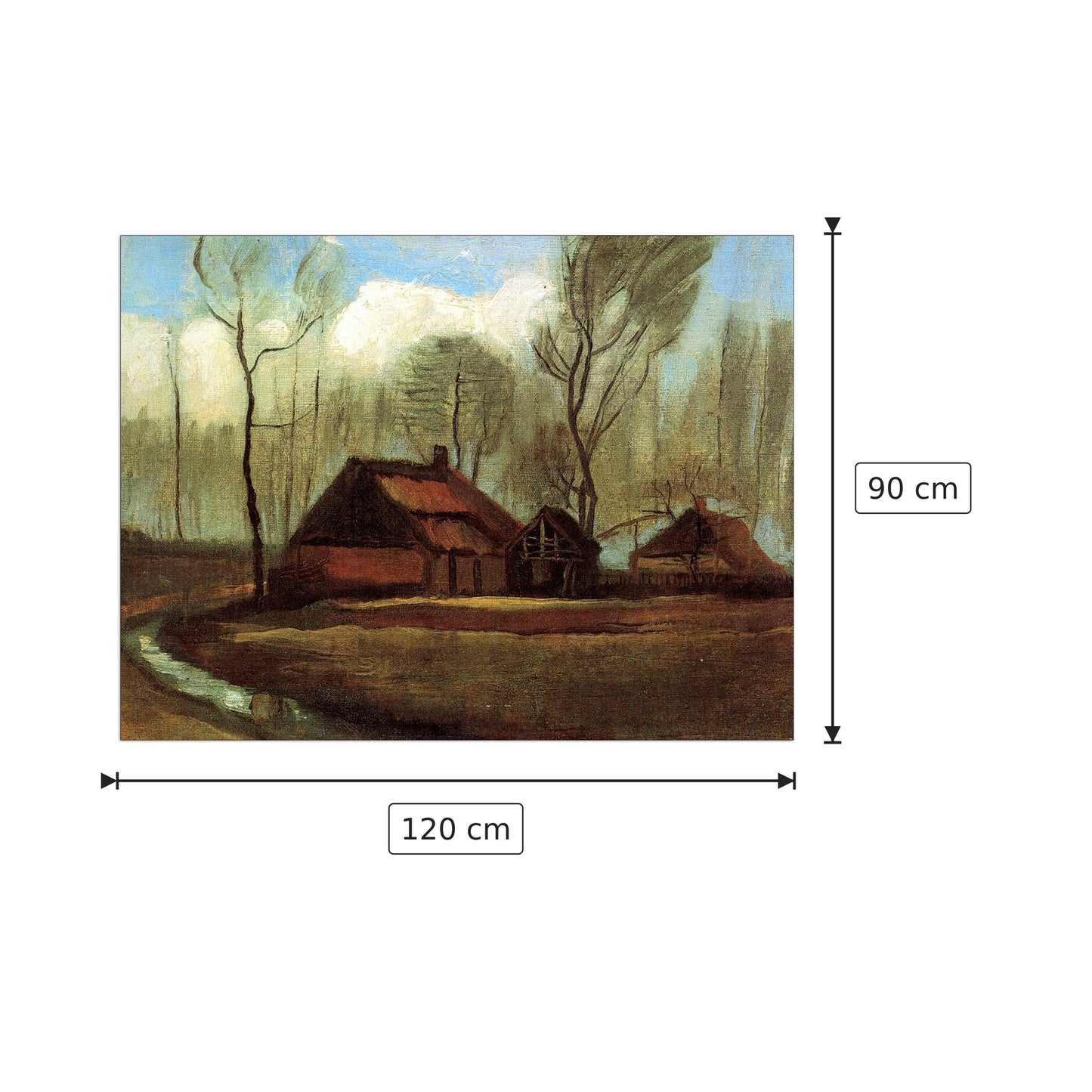 Farmhouses Among Trees - Van Gogh Vincent - cm 120x90 - Pannello in MDF