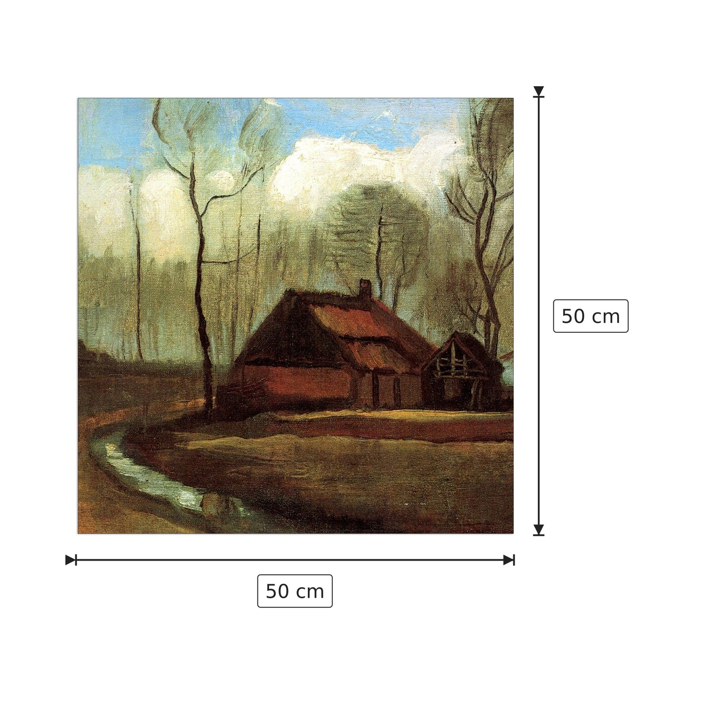 Farmhouses Among Trees - Van Gogh Vincent - cm 50x50 - Pannello in MDF