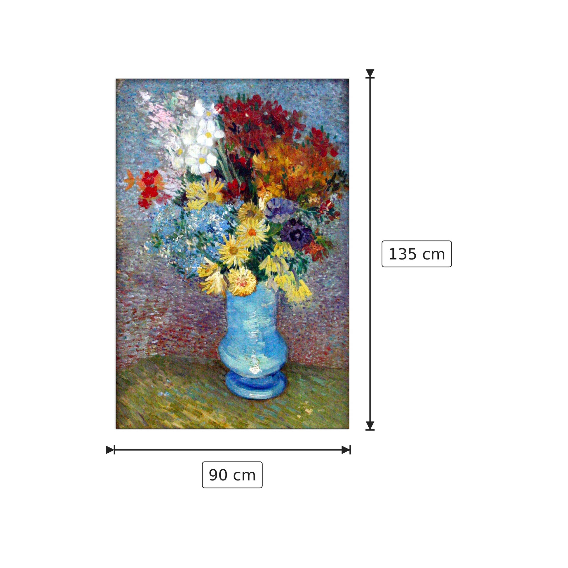 Flowers in a blue vase - Van Gogh Vincent - cm 90x135 - Pannello in MDF