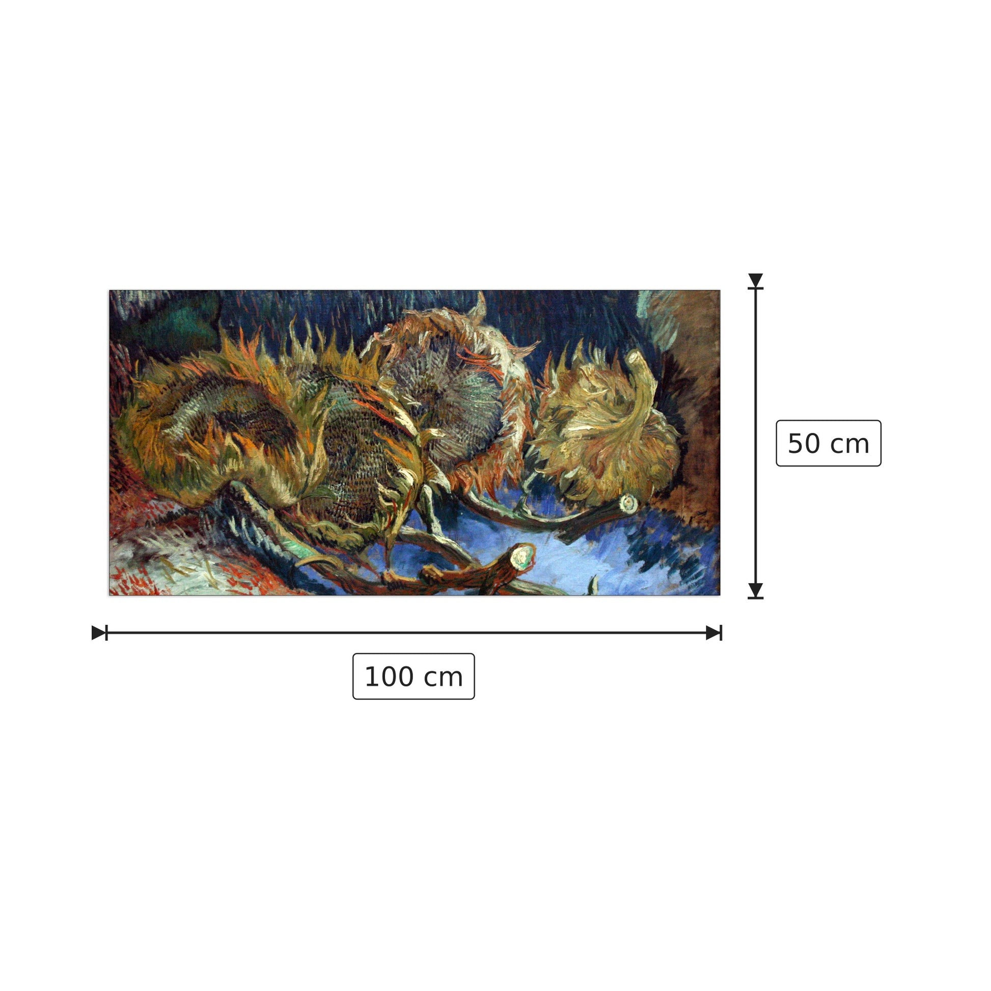 Four Sunflowes gone to Seed - Van Gogh Vincent - cm 100x50 - Pannello in MDF