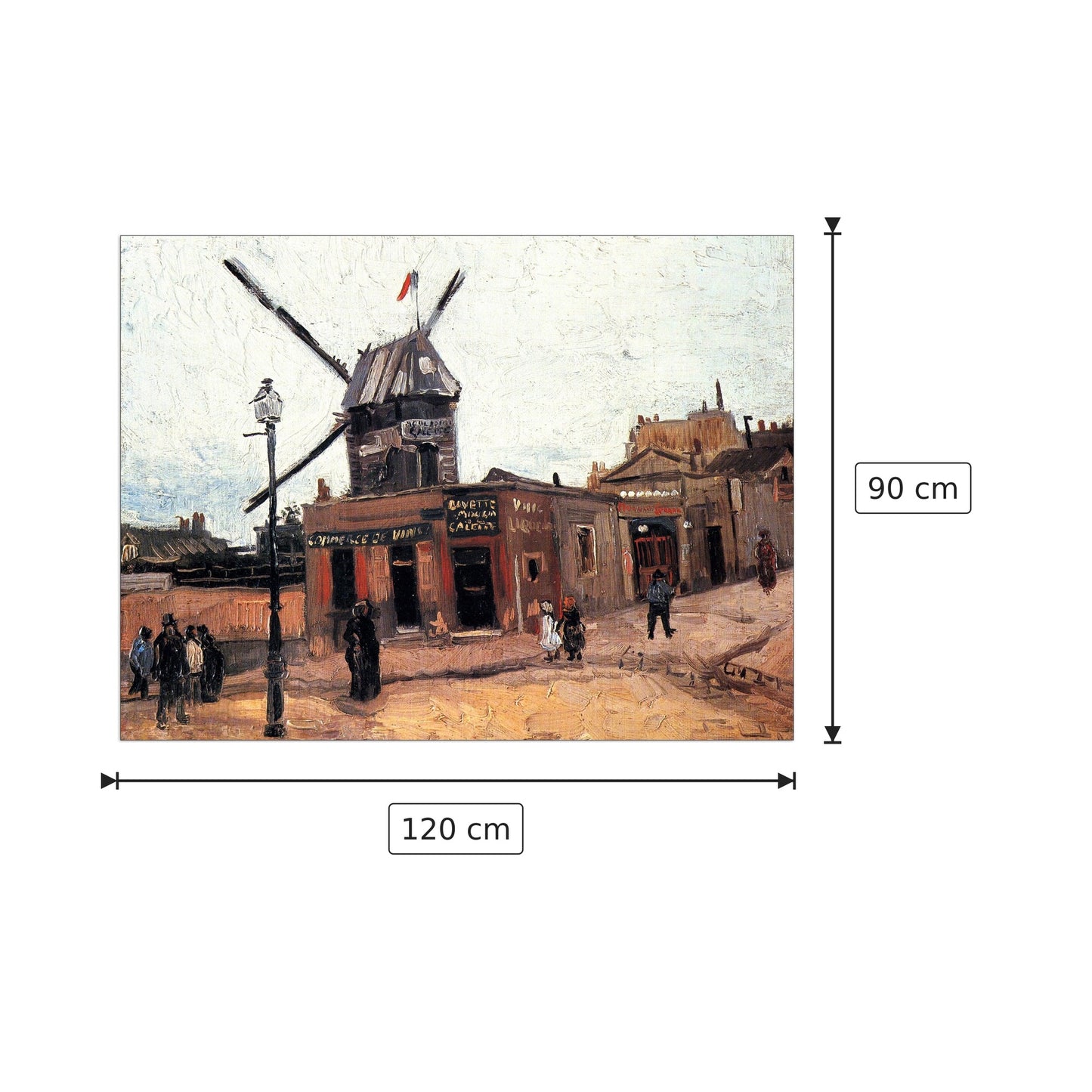 Le Moulin de la Galette - Van Gogh Vincent - cm 120x90 - Pannello in MDF