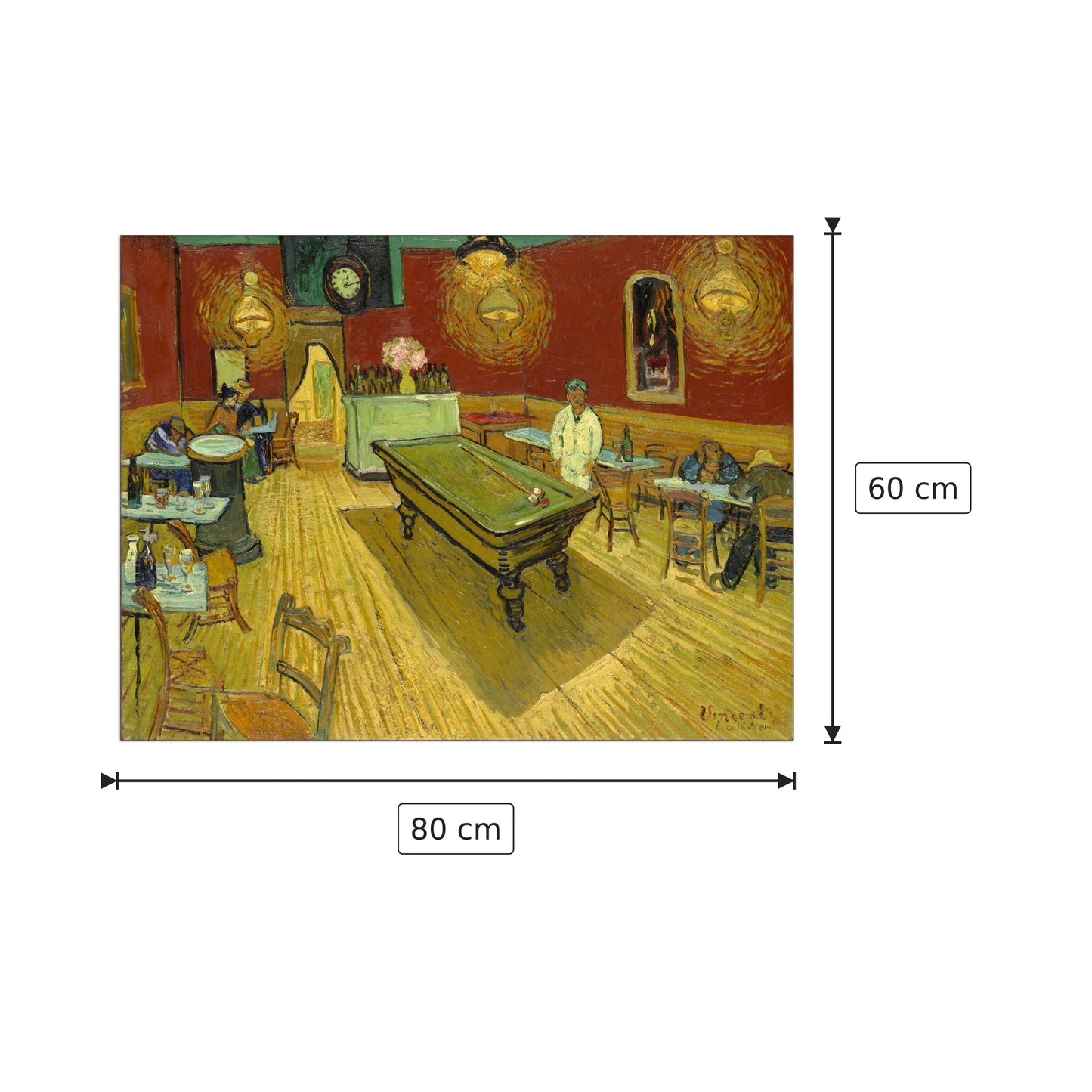 Night Cafe - Van Gogh Vincent - cm 80x60 - Pannello in MDF
