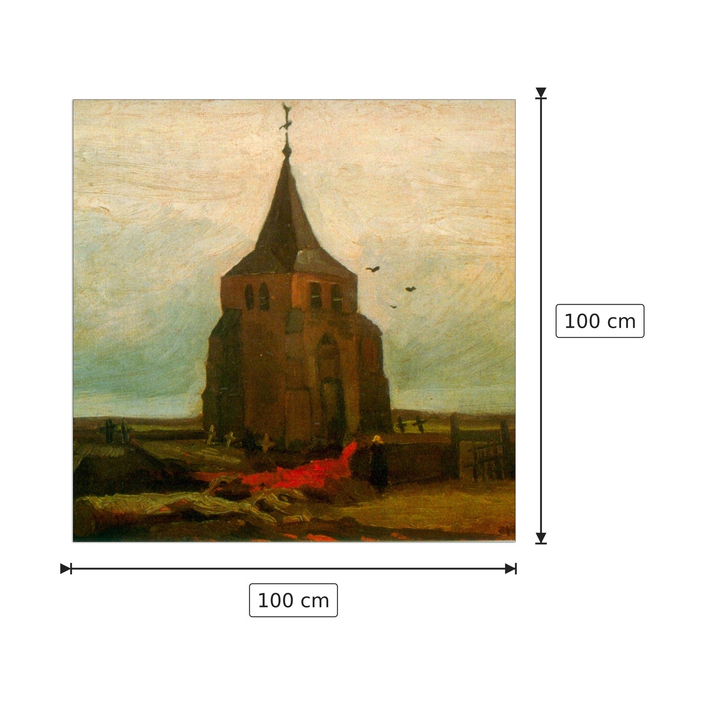 Old Church - Van Gogh Vincent - cm 100x100 - Pannello in MDF