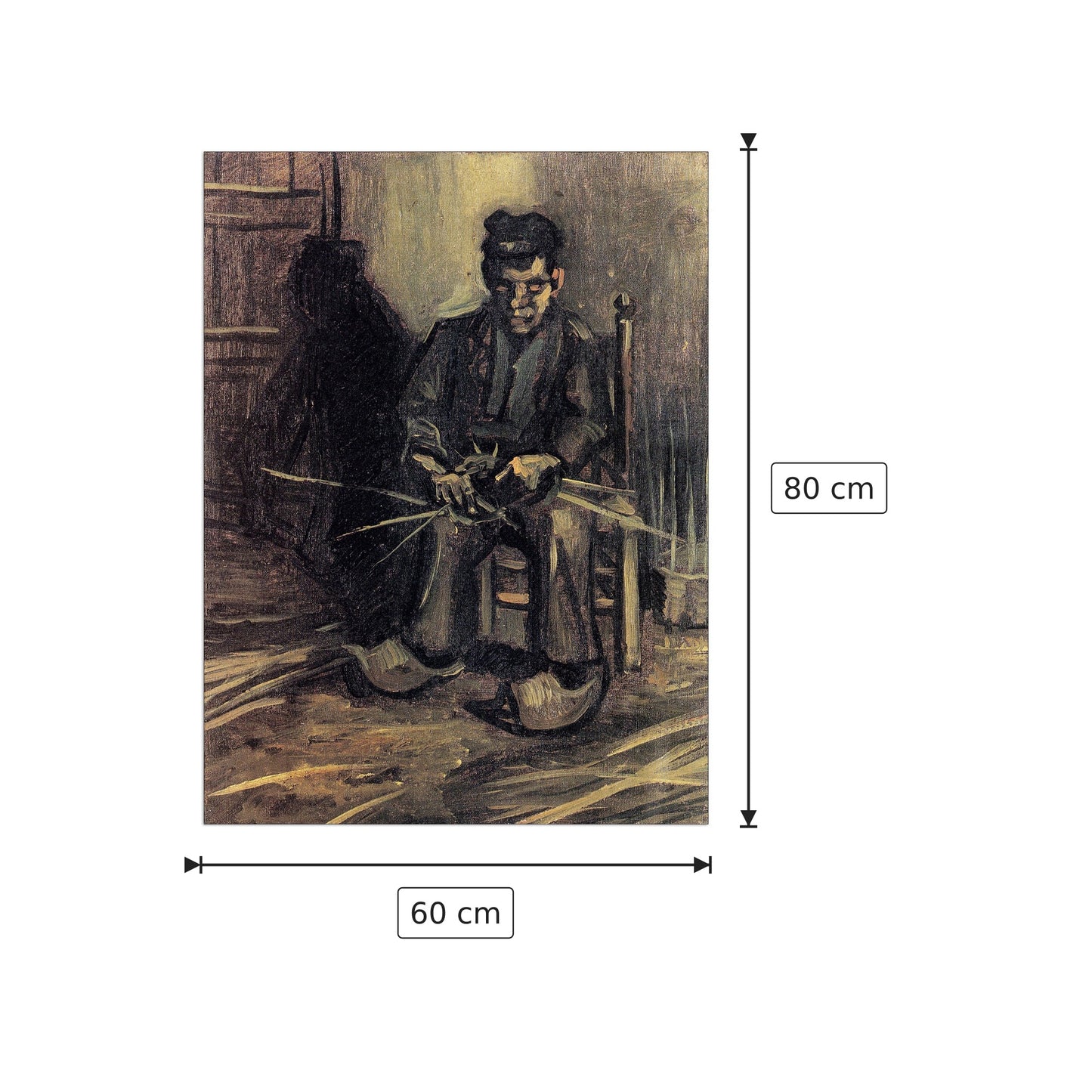 Peasant Making a Basket - Van Gogh Vincent - cm 60x80 - Pannello in MDF