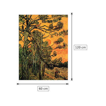 Pine Trees against a Red Sky with Setting Sun - Van Gogh Vincent - cm 60x120 - Pannello in MDF