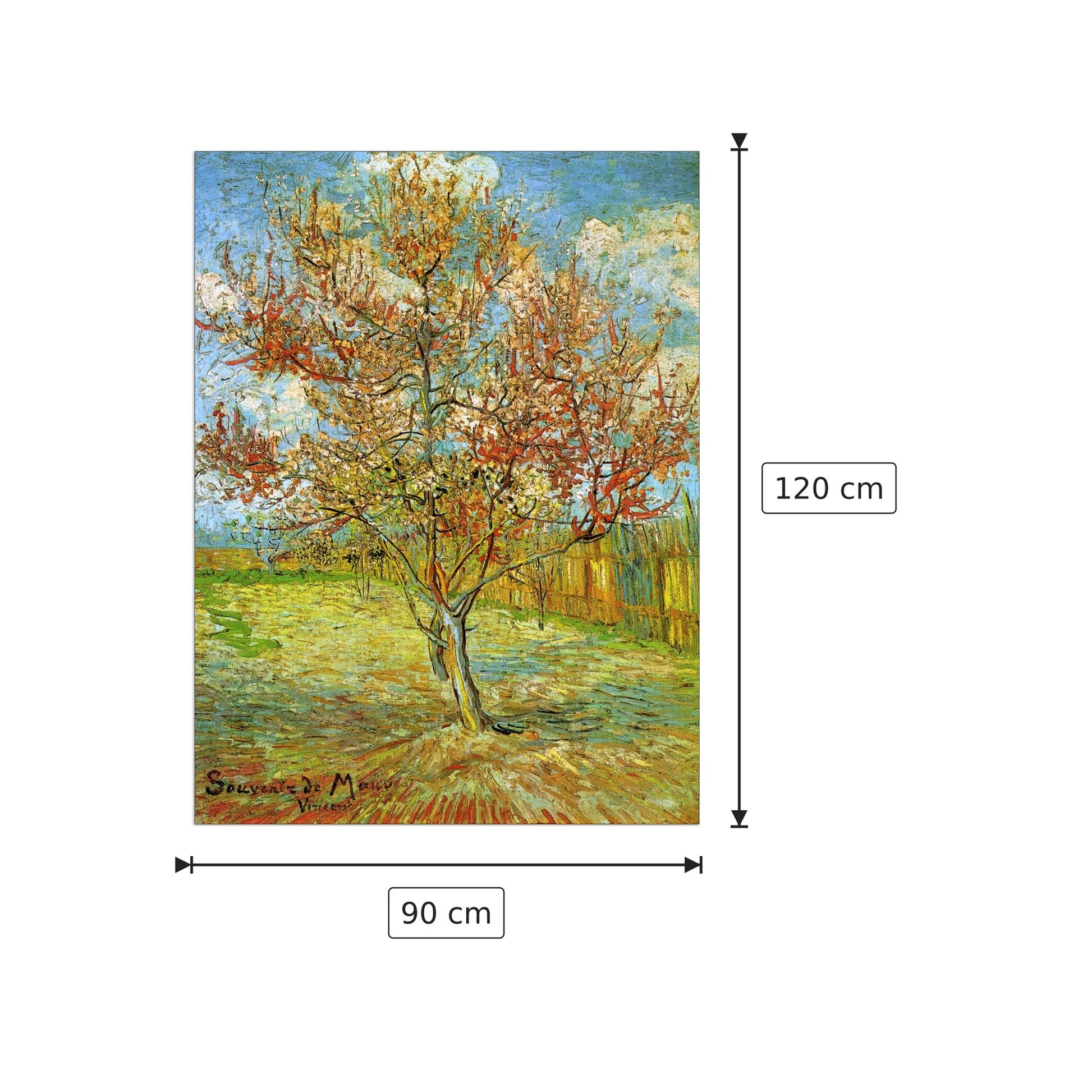 Pink Peach Tree in Blossom Reminiscence of Mauve - Van Gogh Vincent - cm 90x120 - Pannello in MDF