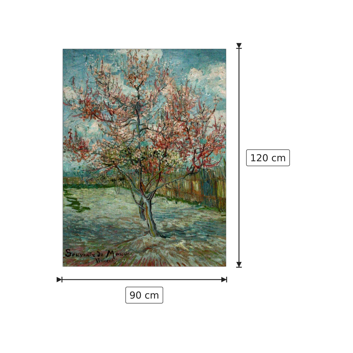 Pink Peach Trees Souvenir de Mauve - Van Gogh Vincent - cm 90x120 - Pannello in MDF