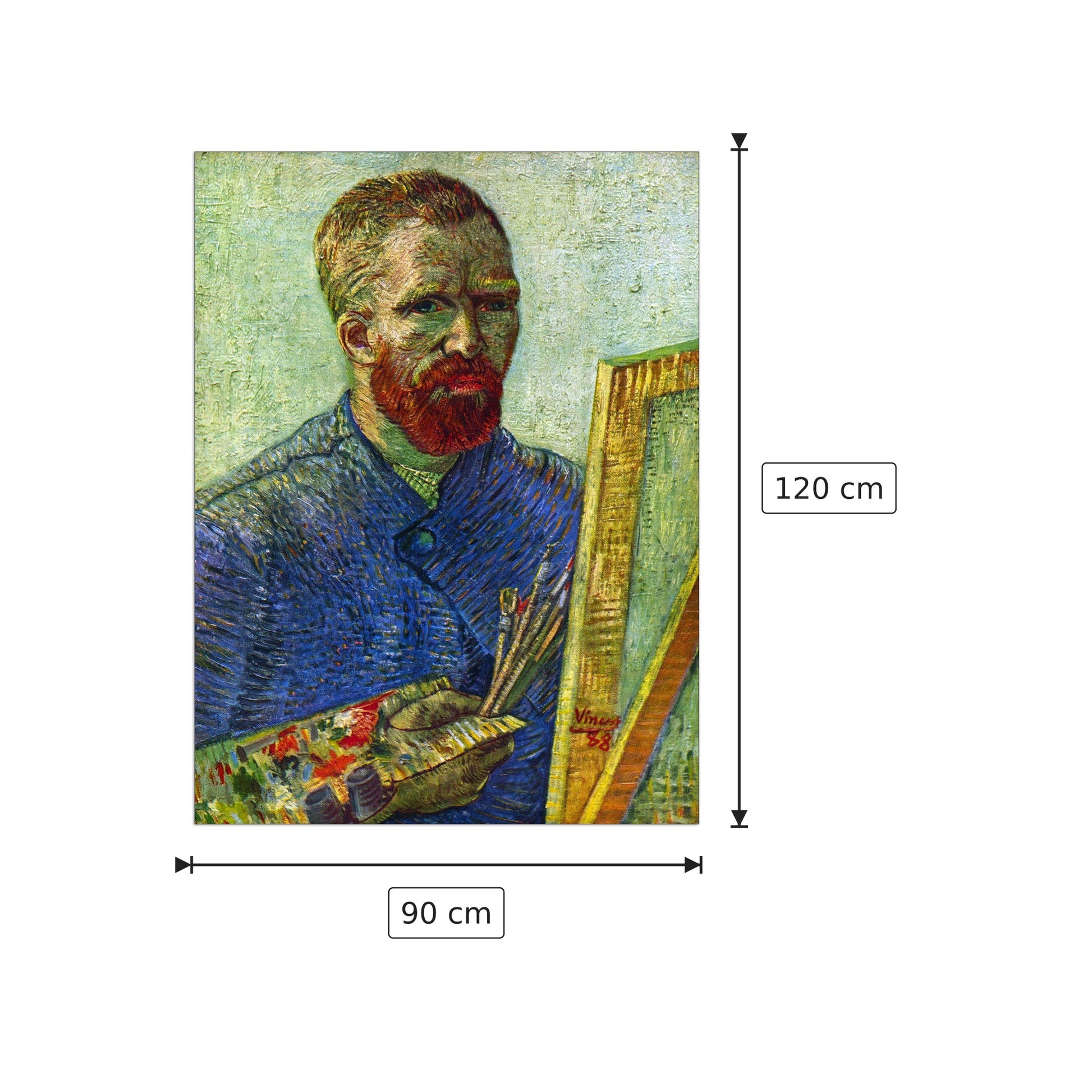 Self-portrait in front easel - Van Gogh Vincent - cm 90x120 - Pannello in MDF