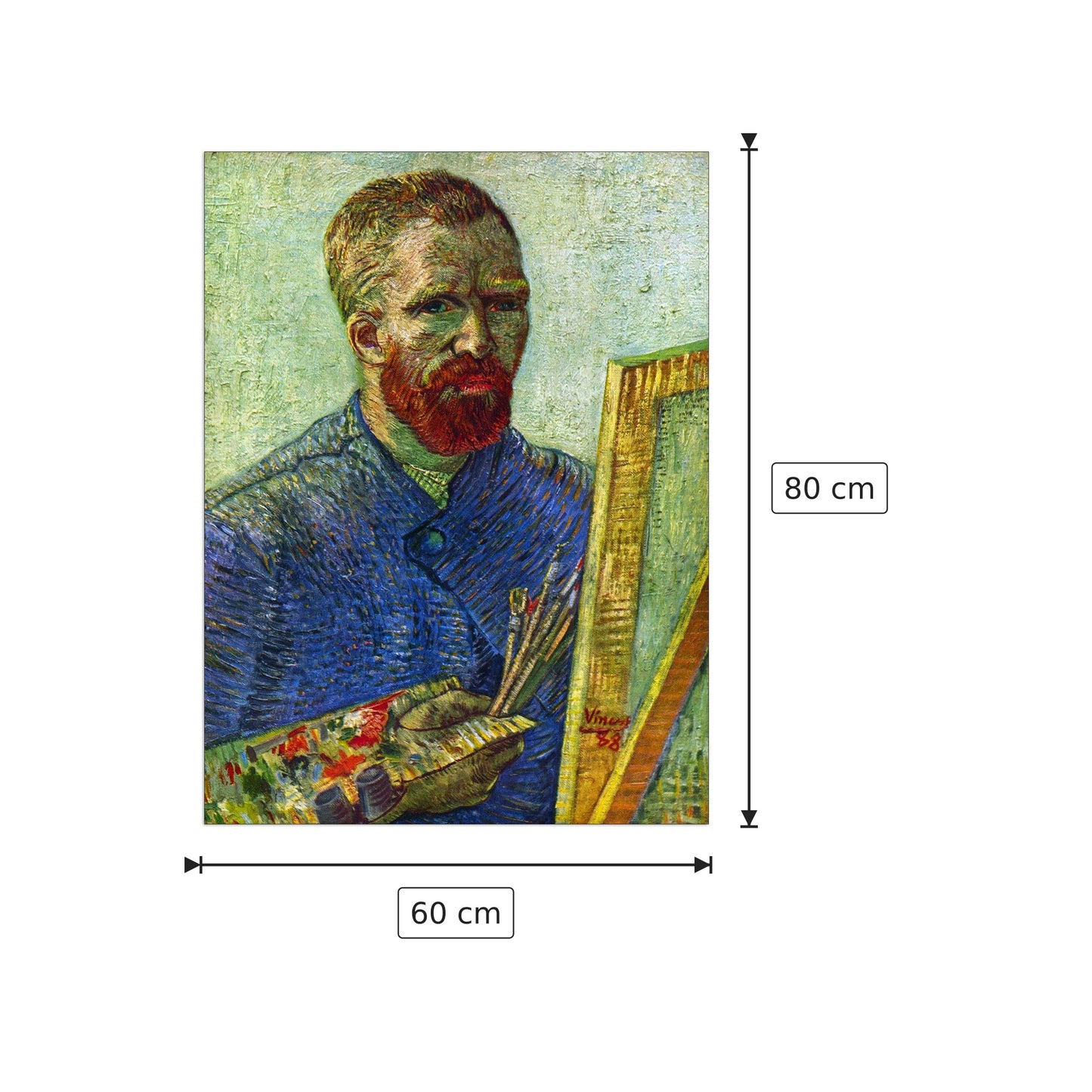 Self-portrait in front easel - Van Gogh Vincent - cm 60x80 - Pannello in MDF
