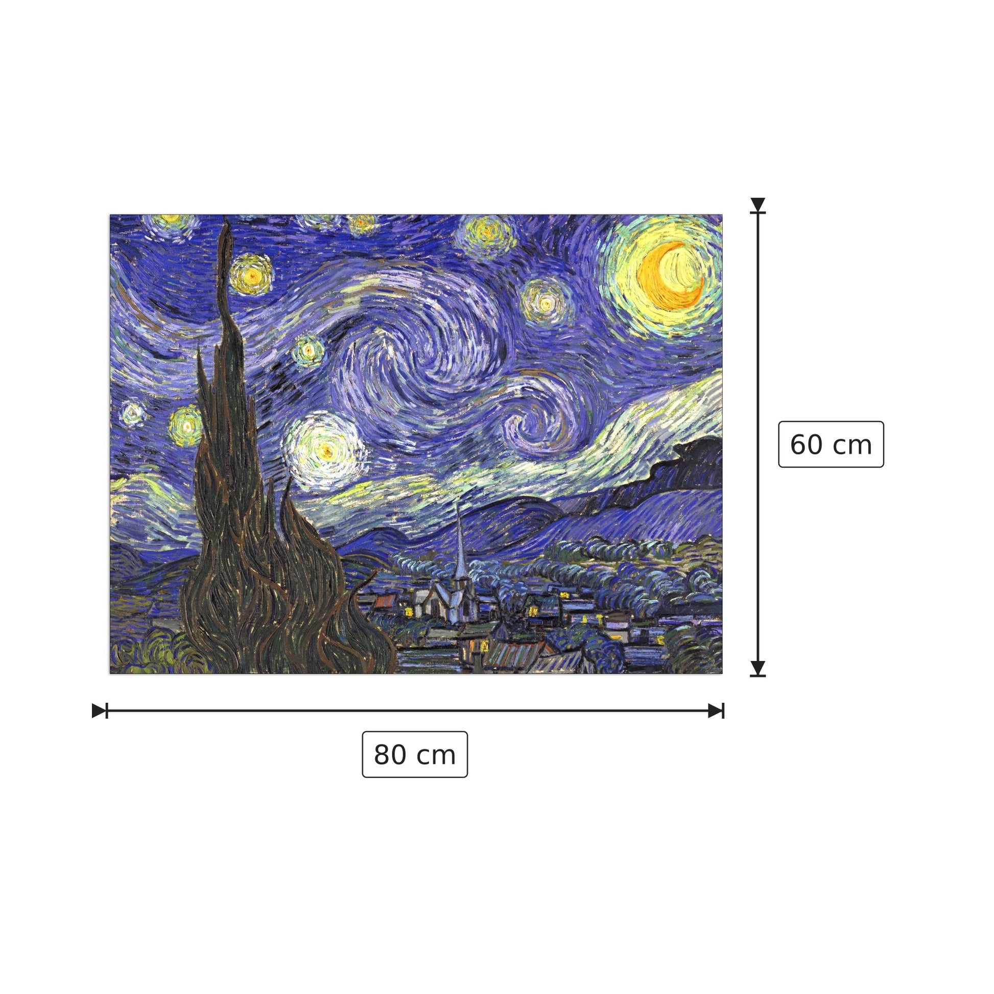 Starry Night - Van Gogh Vincent - cm 80x60 - Pannello in MDF