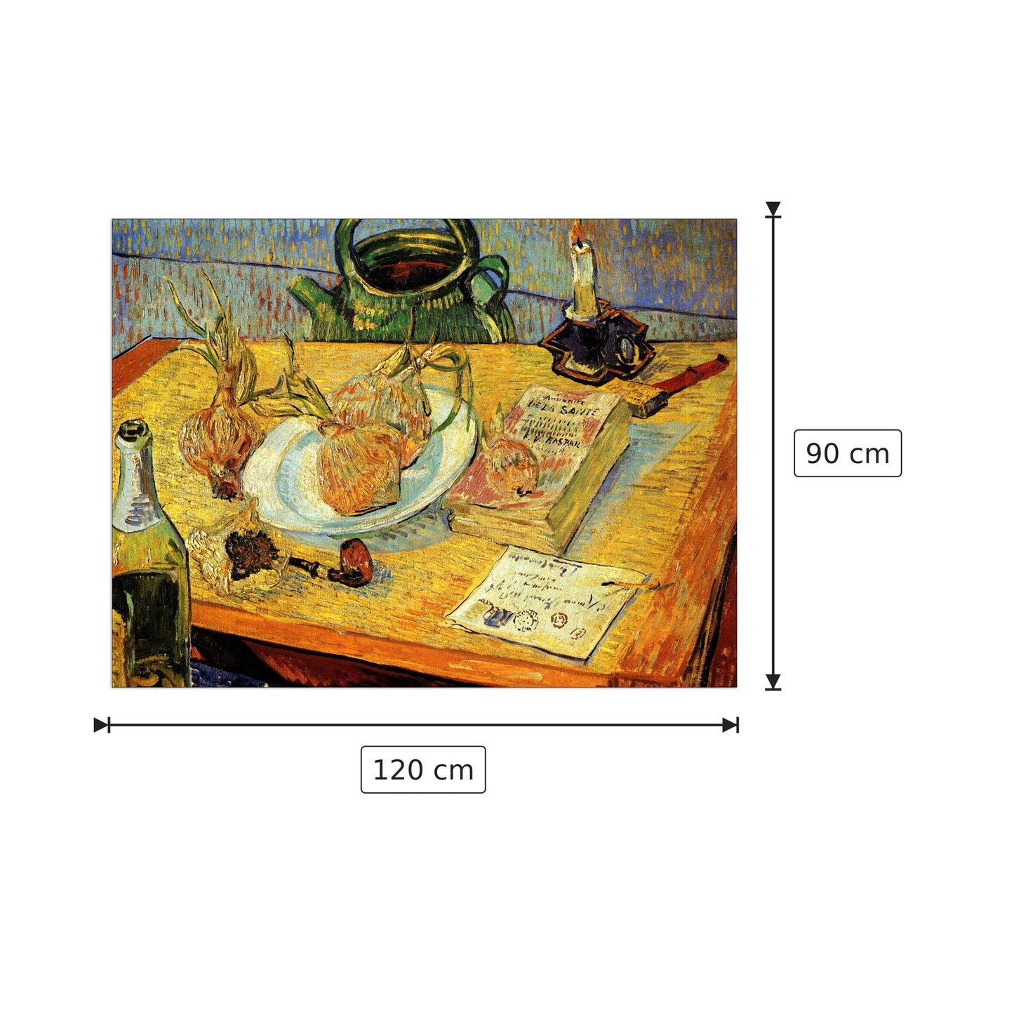 Still Life Drawing Board Pipe Onions and Sealing-Wax - Van Gogh Vincent - cm 120x90 - Pannello in MDF