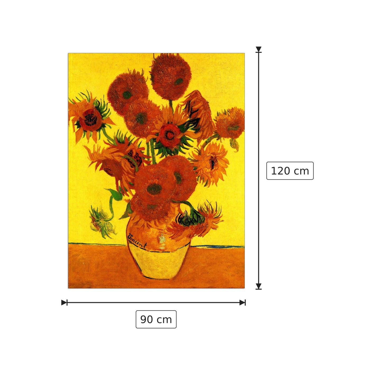 Still Life Vase with Fifteen Sunflowers III - Van Gogh Vincent - cm 90x120 - Pannello in MDF