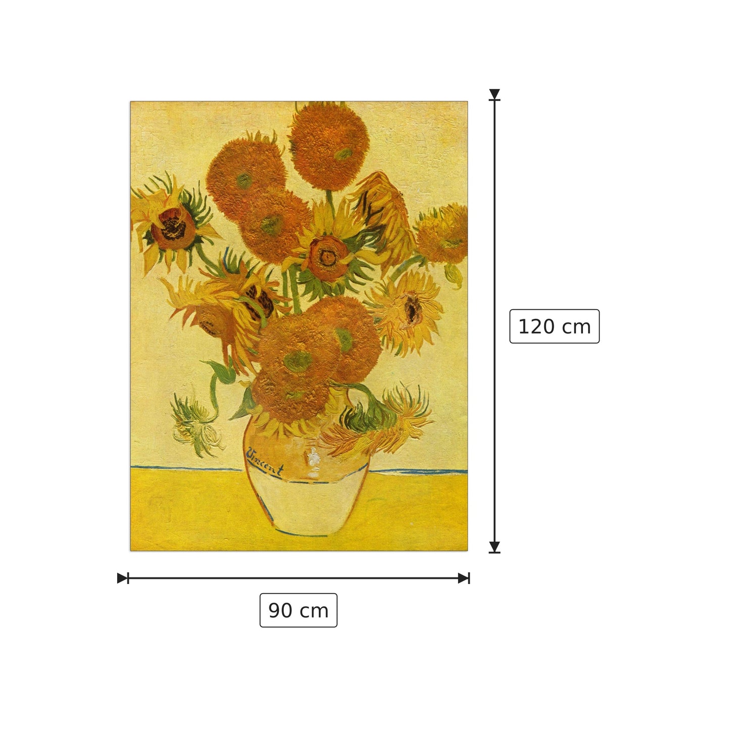 Still life with sunflowers - Van Gogh Vincent - cm 90x120 - Pannello in MDF