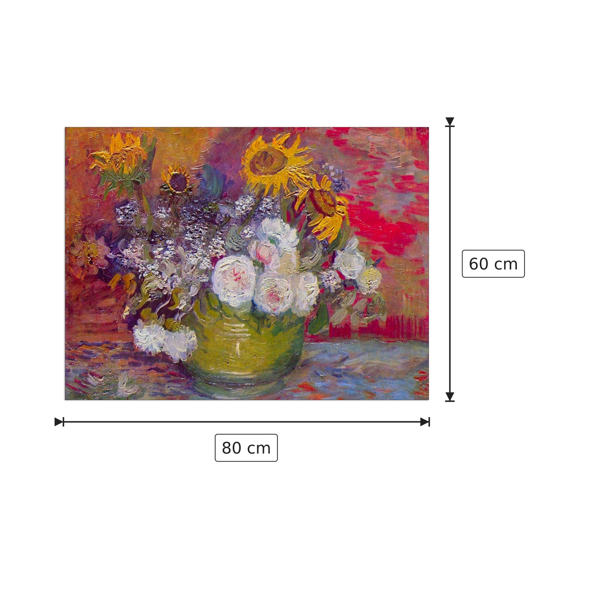 Still-life with roses and sunflowers - Van Gogh Vincent - cm 80x60 - Pannello in MDF