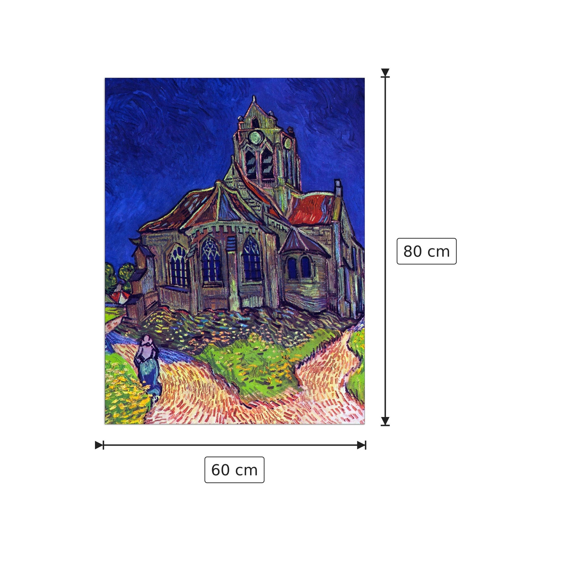The Church of Auvers - Van Gogh Vincent - cm 60x80 - Pannello in MDF