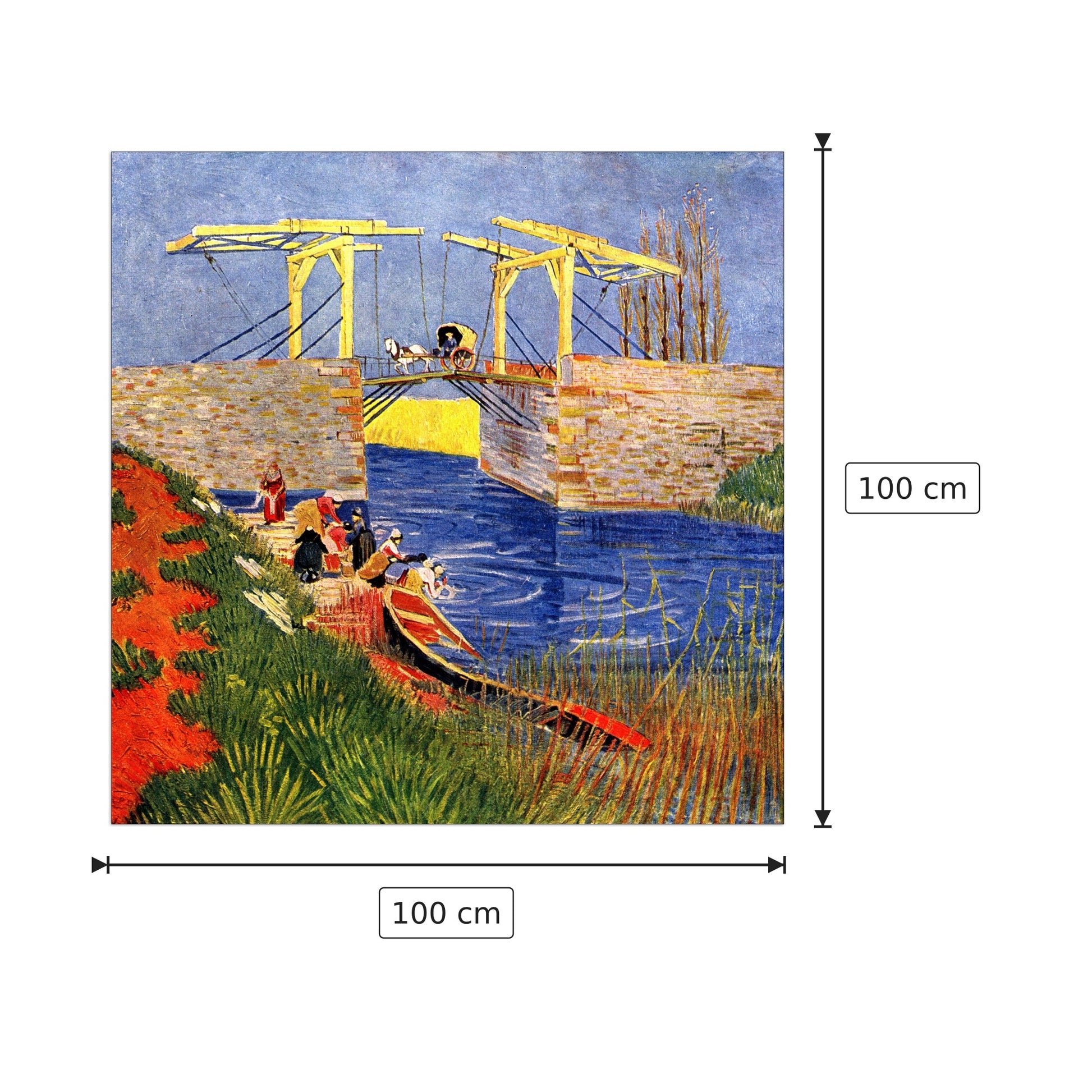 The Langlois Bridge at Arles with Women Washing - Van Gogh Vincent - cm 100x100 - Pannello in MDF