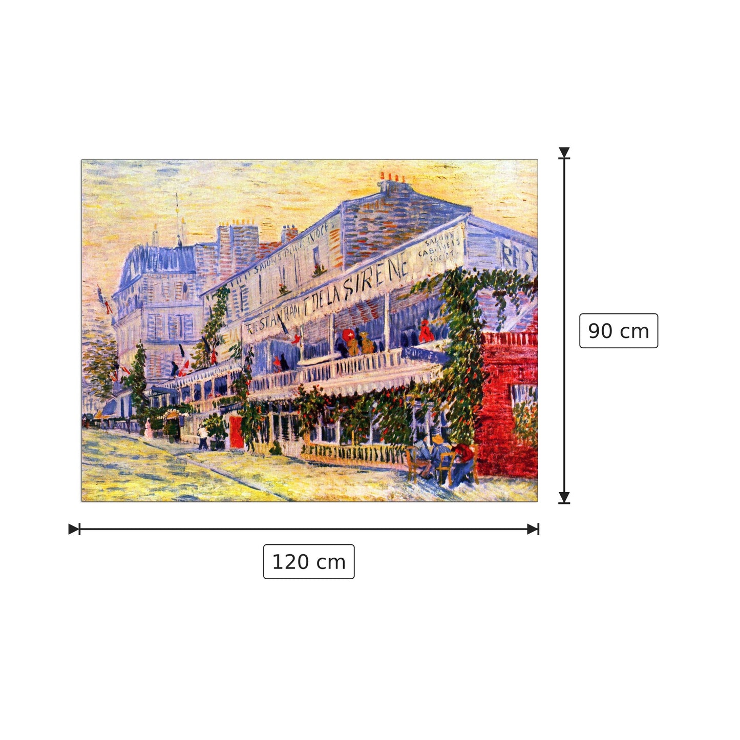 The Restaurant de la siren in AsnieÌ?res - Van Gogh Vincent - cm 120x90 - Pannello in MDF