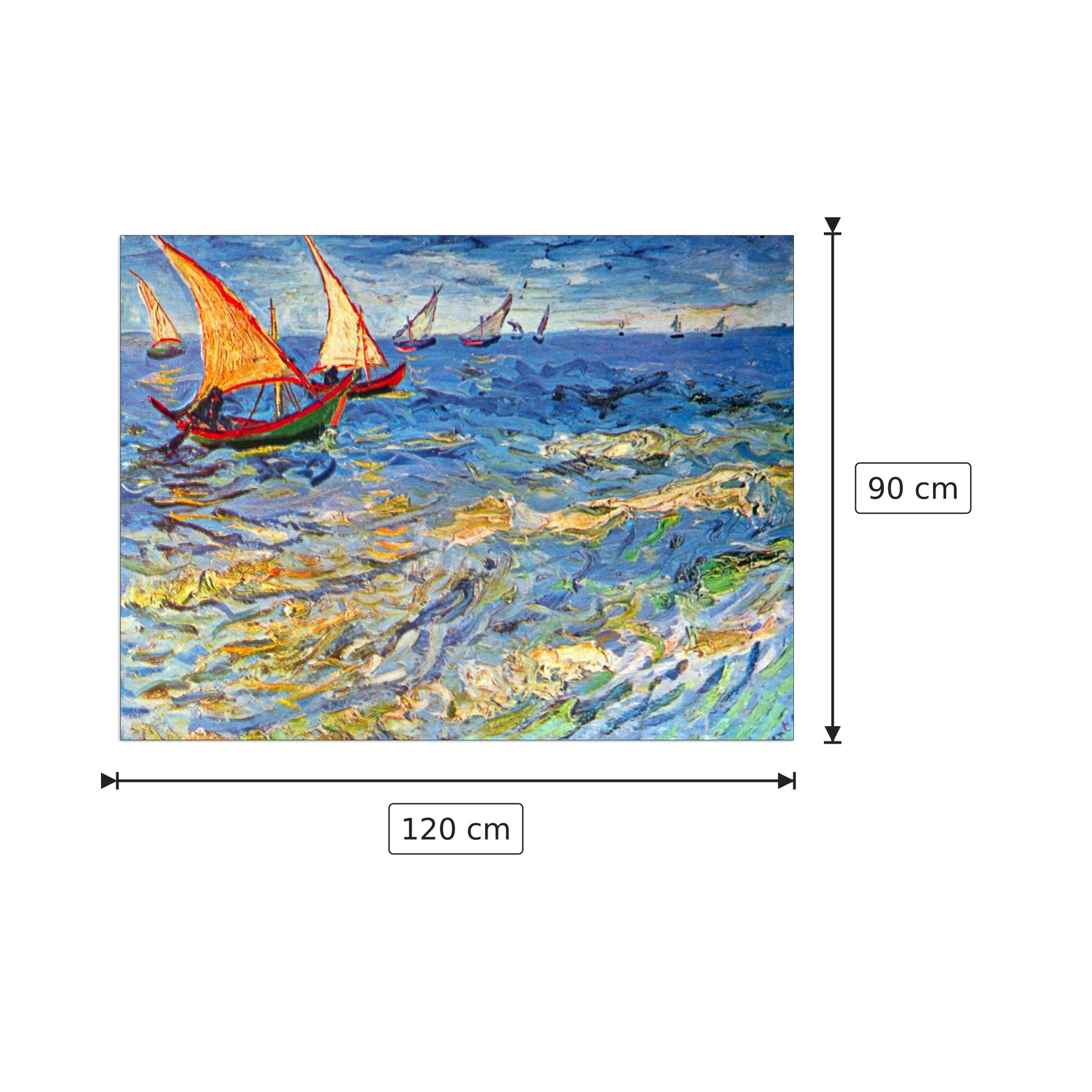 The sea at Saintes-Maries - Van Gogh Vincent - cm 120x90 - Pannello in MDF