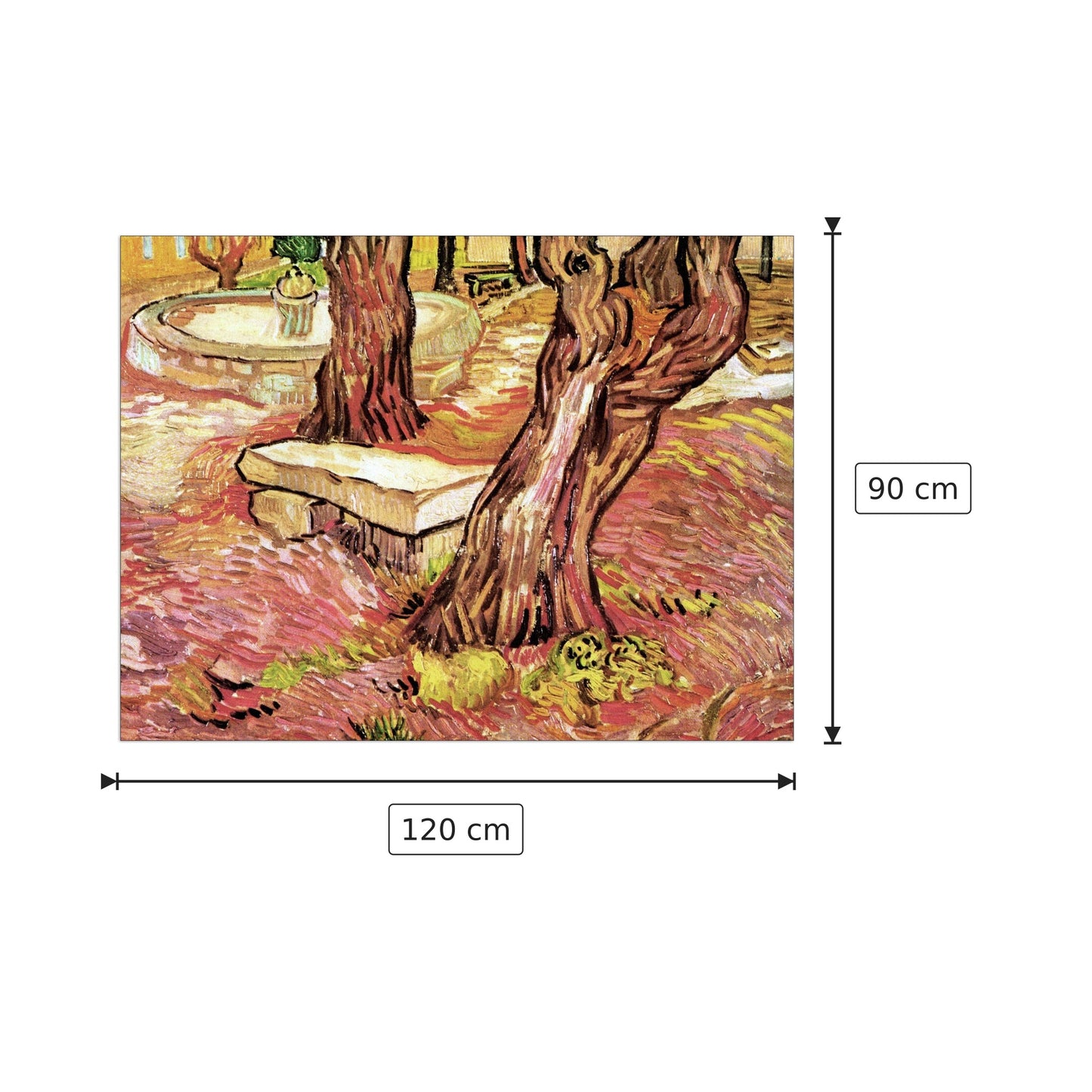 The Stone Bench in the Garden of Saint-Paul Hospital - Van Gogh Vincent - cm 120x90 - Pannello in MDF